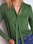 Boden Tie Neck Long Sleeve Top