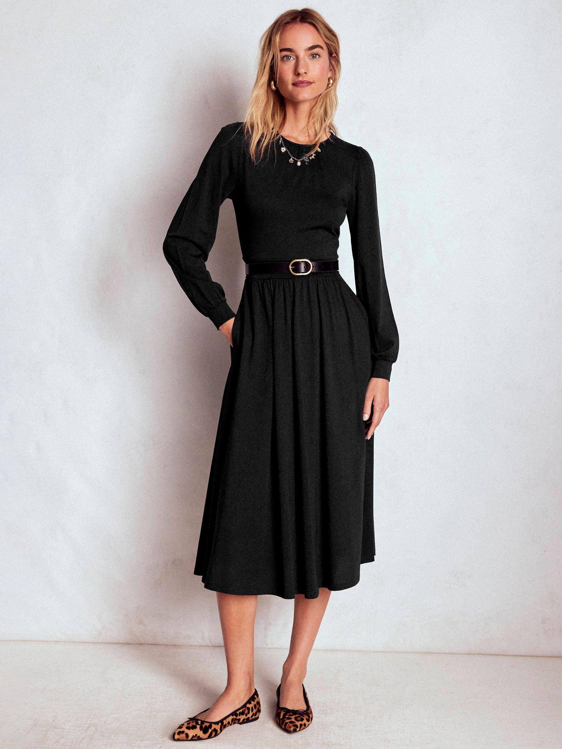 Product image 5 of 6, which shows Boden Alexandra Jersey Midi Dress, Black, 8