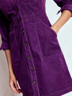 Boden Amanda Corduroy Cotton Blend Mini Dress - view 2, Viola Purple