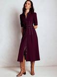 Boden Anita Ponte Midi Shirt Dress, Dark Cherry