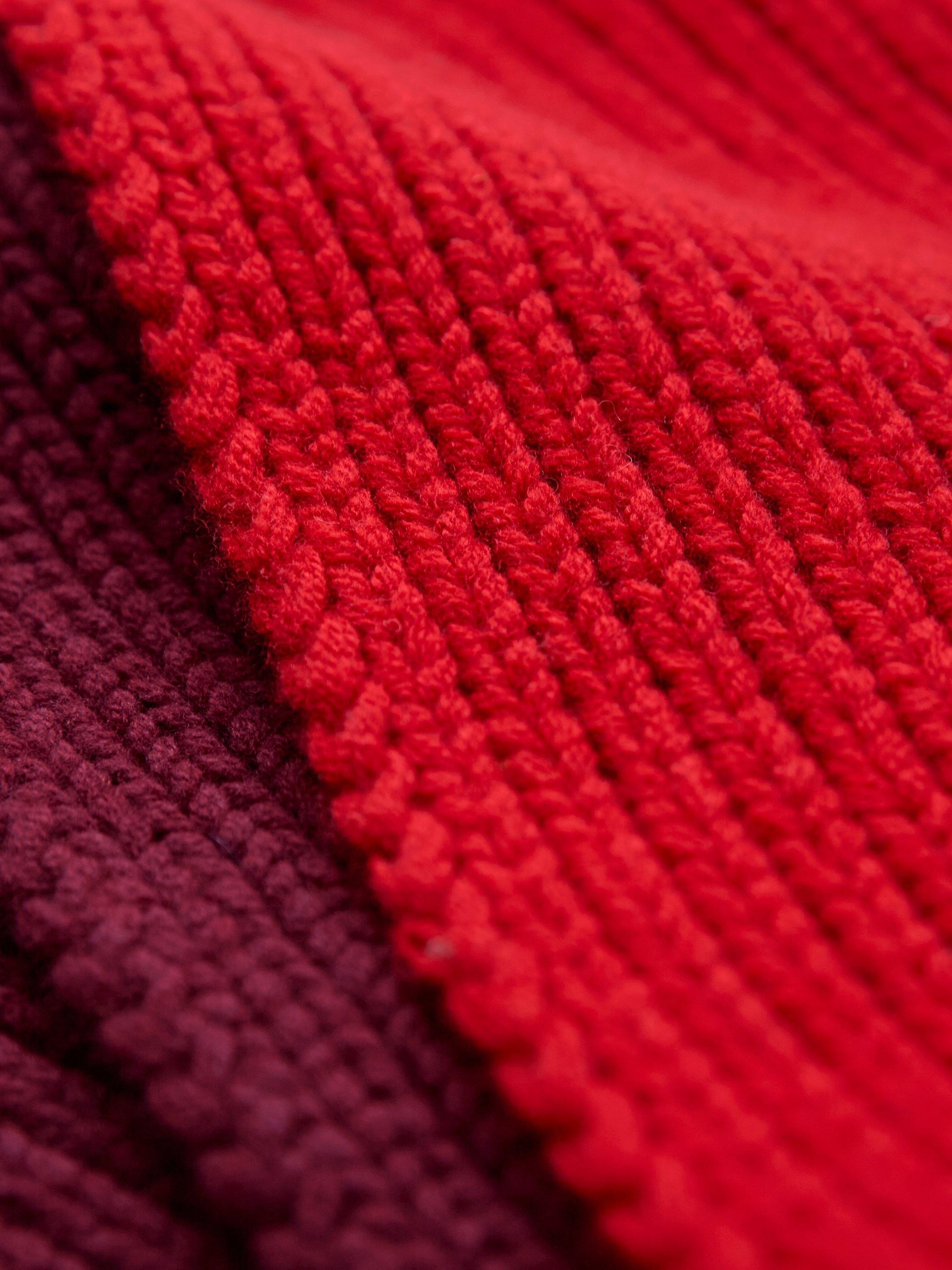 Product image 5 of 5, which shows Celtic & Co. Colour Block Print Lambswool Scarf, Merlot/Red, One Size