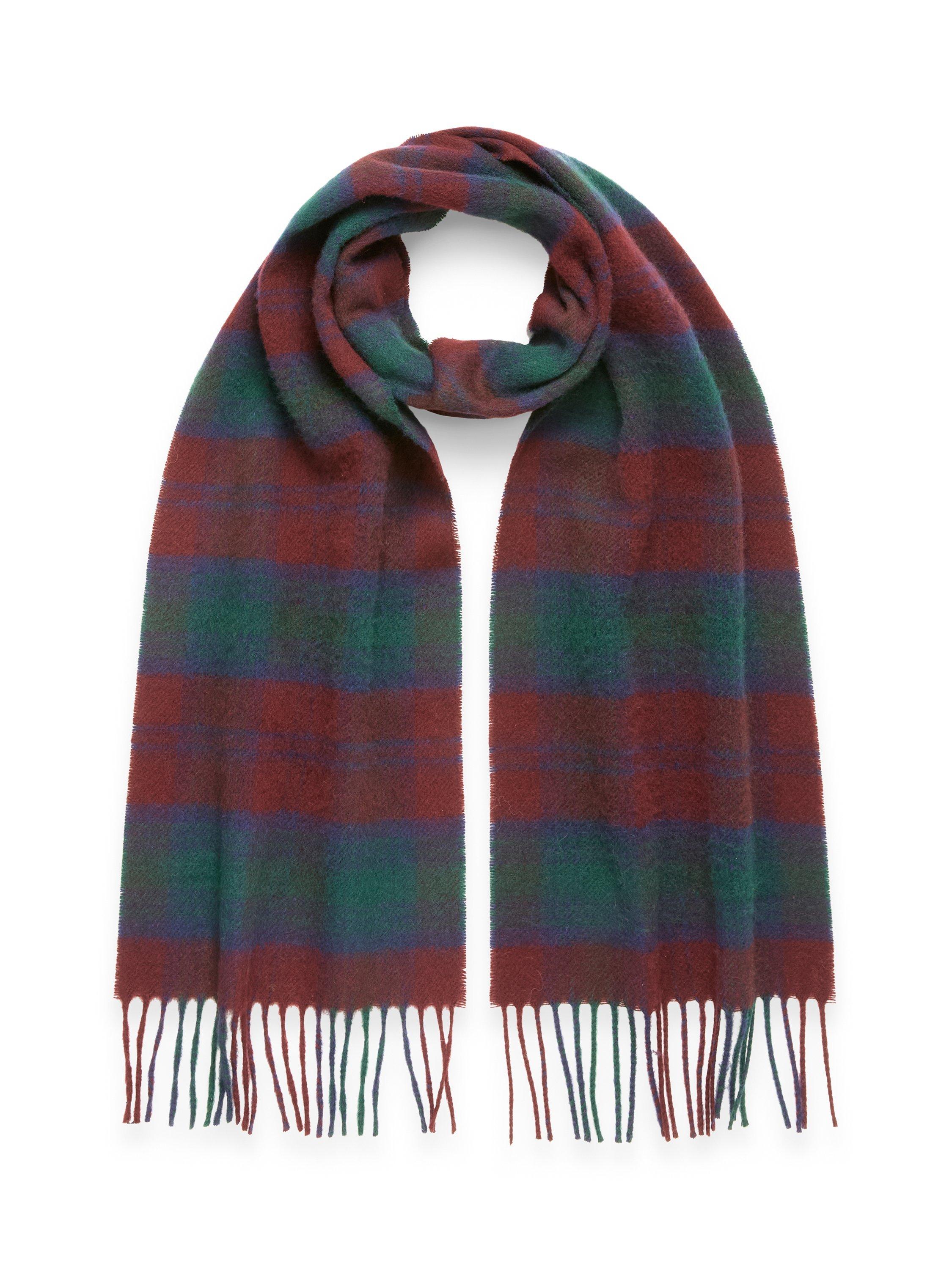 Product image 1 of 3, which shows Celtic & Co. Lambswool Tartan Scarf, Burgundy, One Size