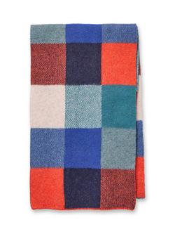 Celtic & Co. Brushed Check Print Lambswool Scarf - view 2, Cobalt/Multi