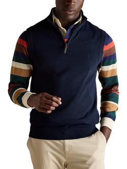 Joules Hillside Cotton Quarter-Zip Sleeveless Sweater, Navy