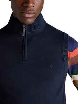 Joules Hillside Cotton Quarter-Zip Sleeveless Sweater - view 2, Navy
