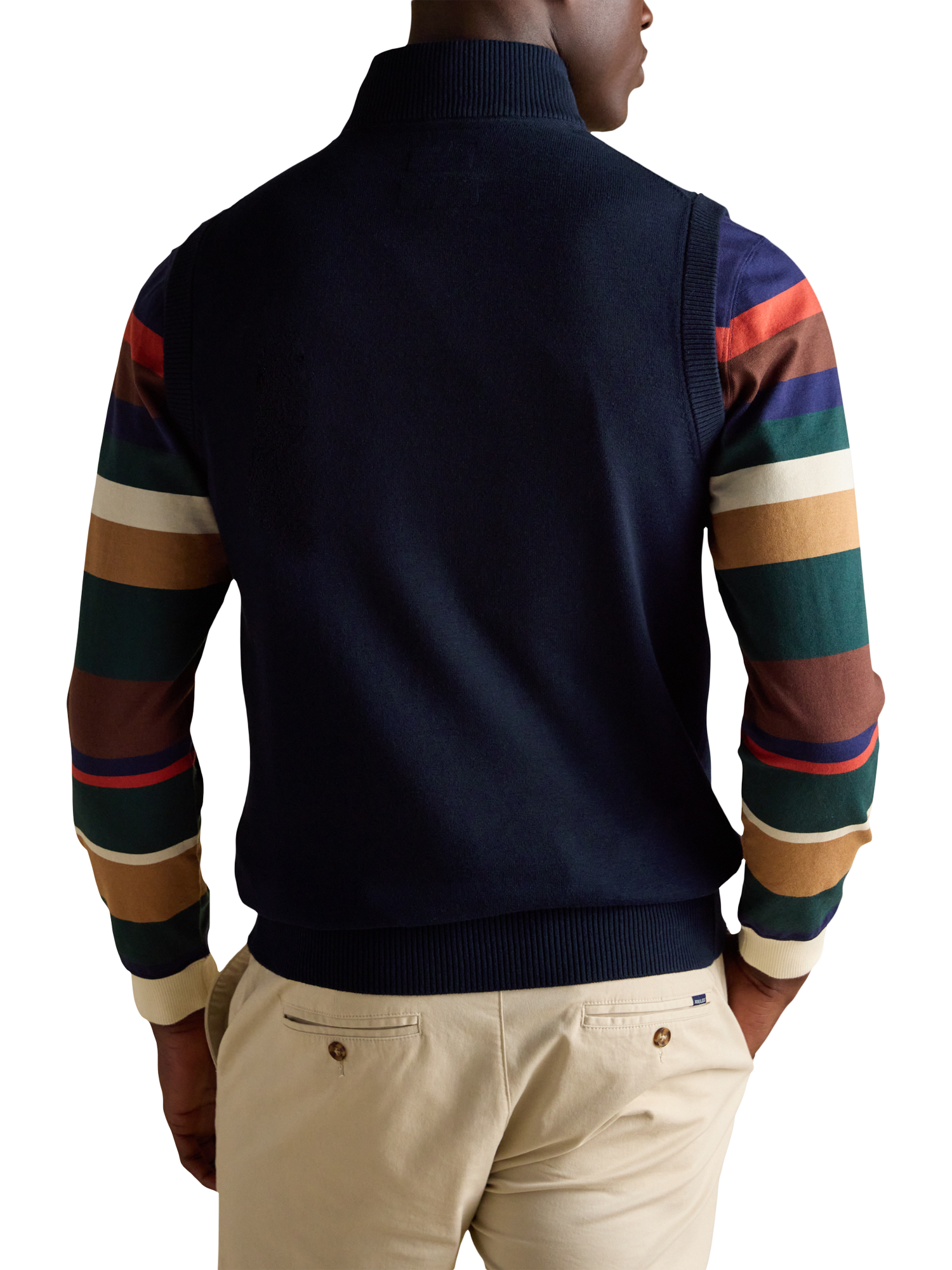 Product image 5 of 8, which shows Joules Hillside Cotton Quarter-Zip Sleeveless Sweater, Navy, S