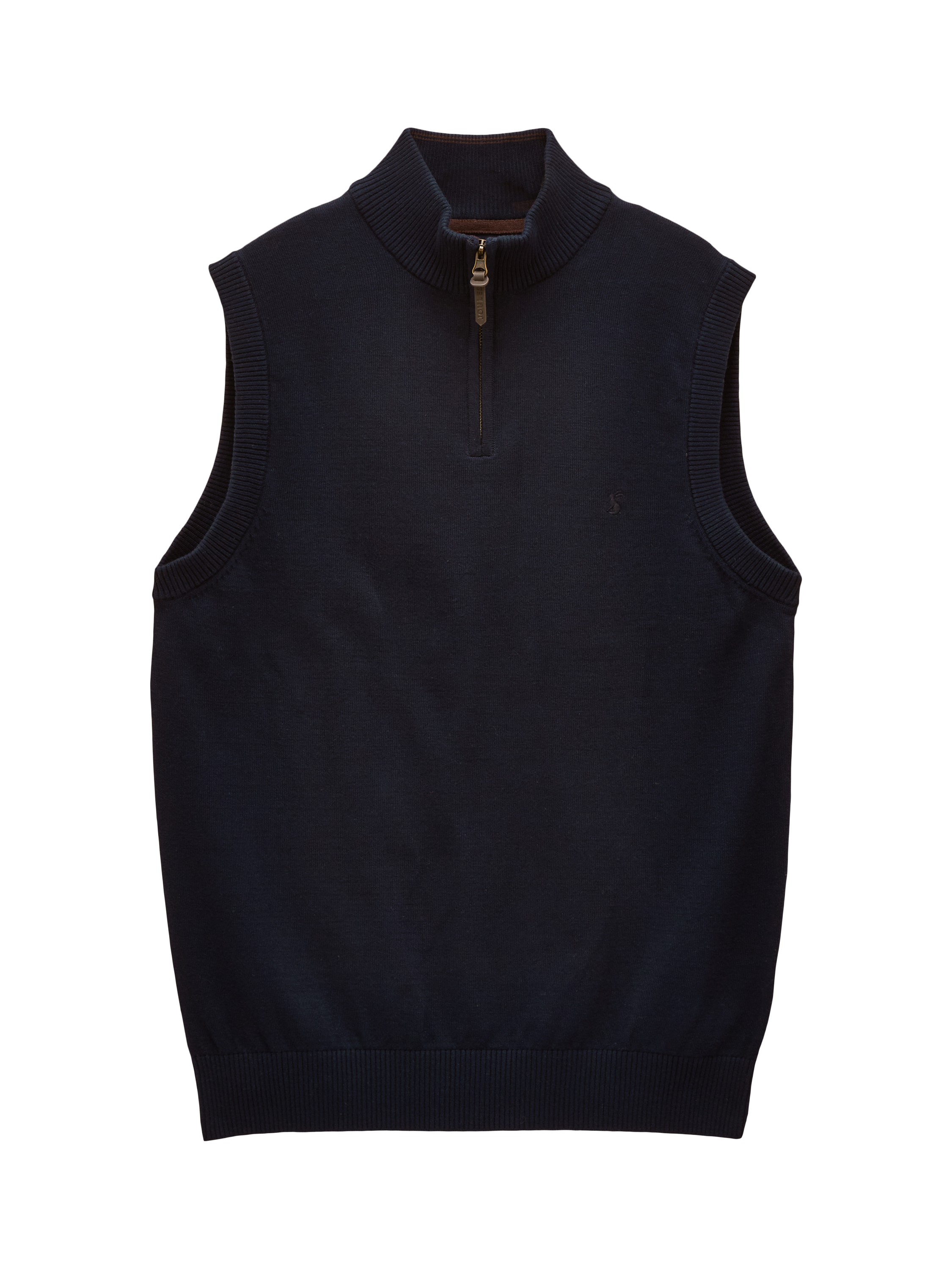Product image 7 of 8, which shows Joules Hillside Cotton Quarter-Zip Sleeveless Sweater, Navy, S