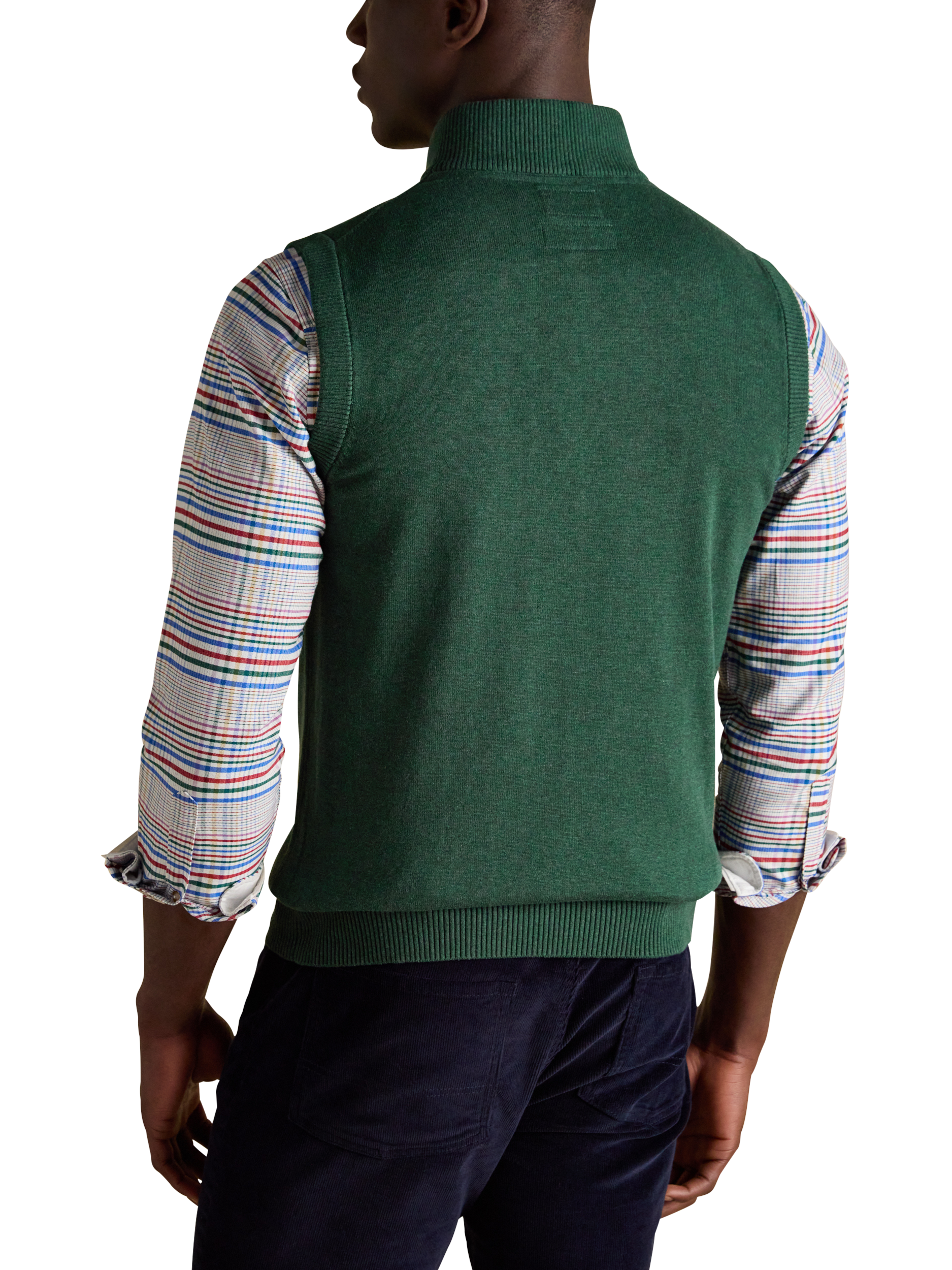 Product image 5 of 7, which shows Joules Hillside Cotton Quarter-Zip Sleeveless Sweater, Green, S