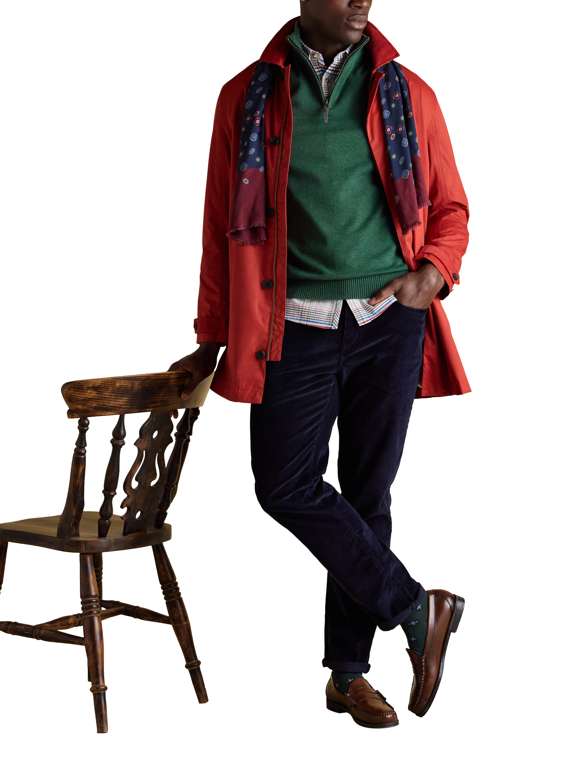 Product image 6 of 7, which shows Joules Hillside Cotton Quarter-Zip Sleeveless Sweater, Green, S