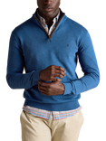 Joules Hillside Cotton Quarter-Zip Jumper, Blue