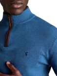 Joules Hillside Cotton Quarter-Zip Jumper, Blue