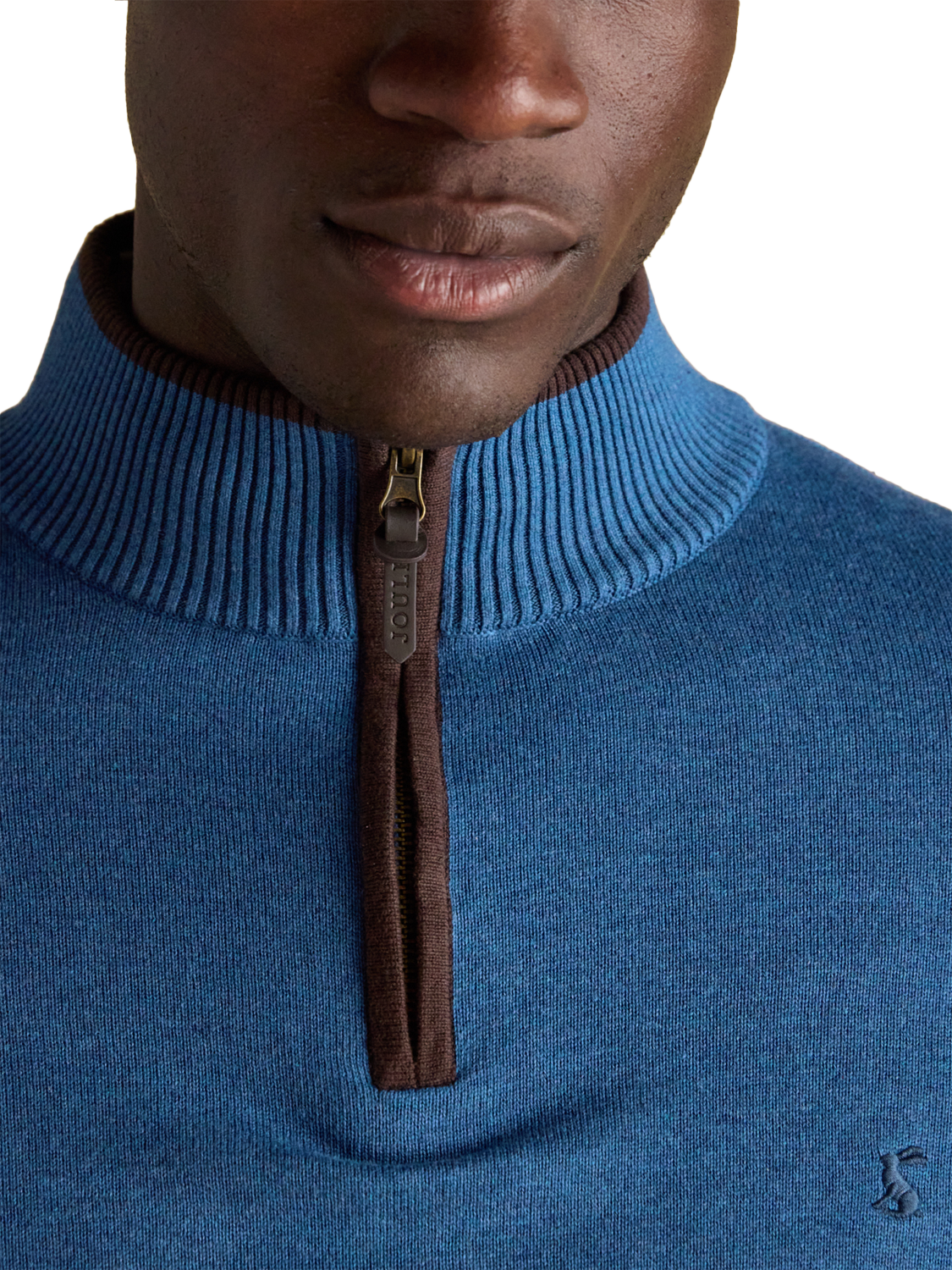 Product image 3 of 7, which shows Joules Hillside Cotton Quarter-Zip Jumper, Blue, S