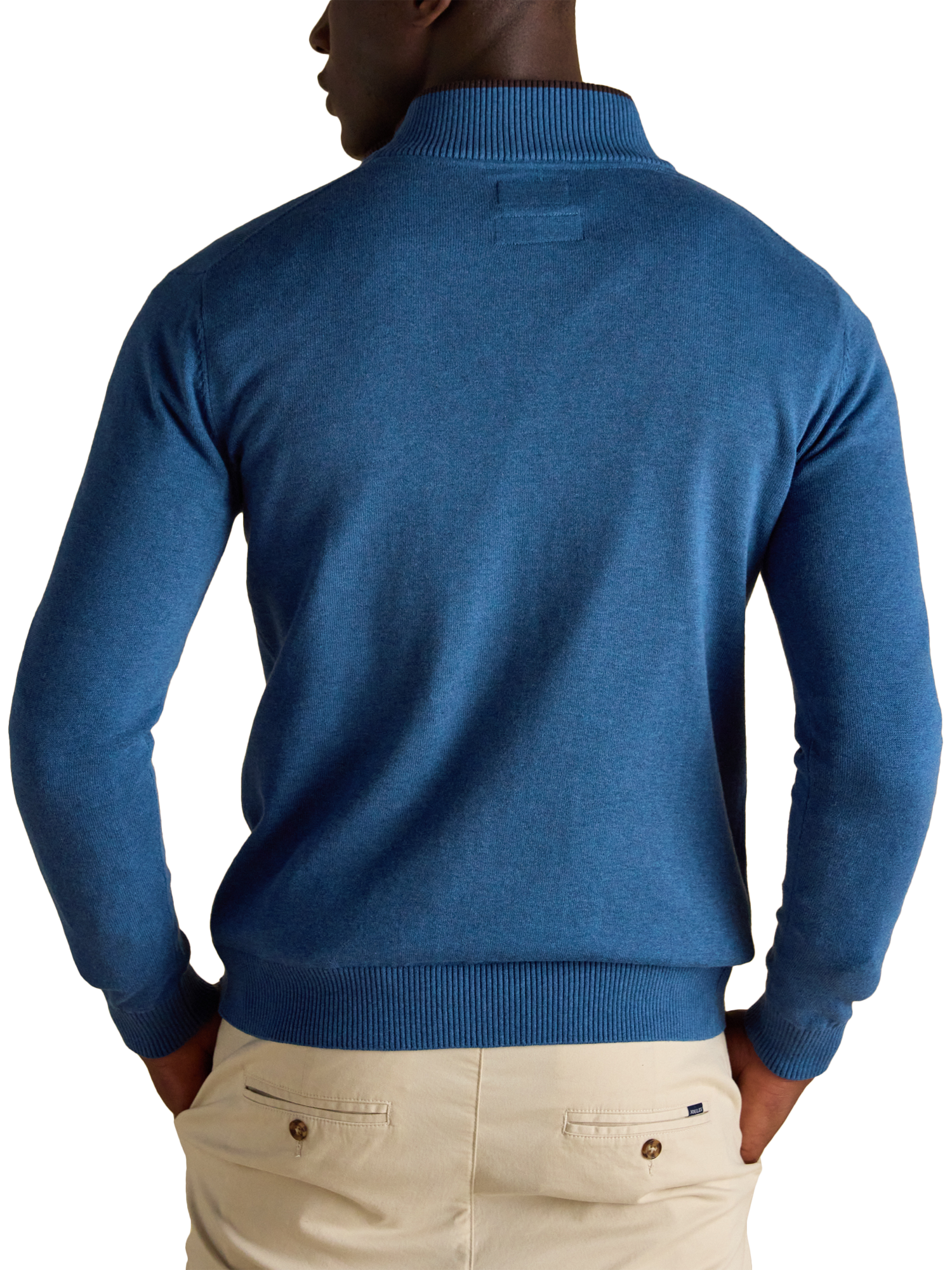 Product image 5 of 7, which shows Joules Hillside Cotton Quarter-Zip Jumper, Blue, S