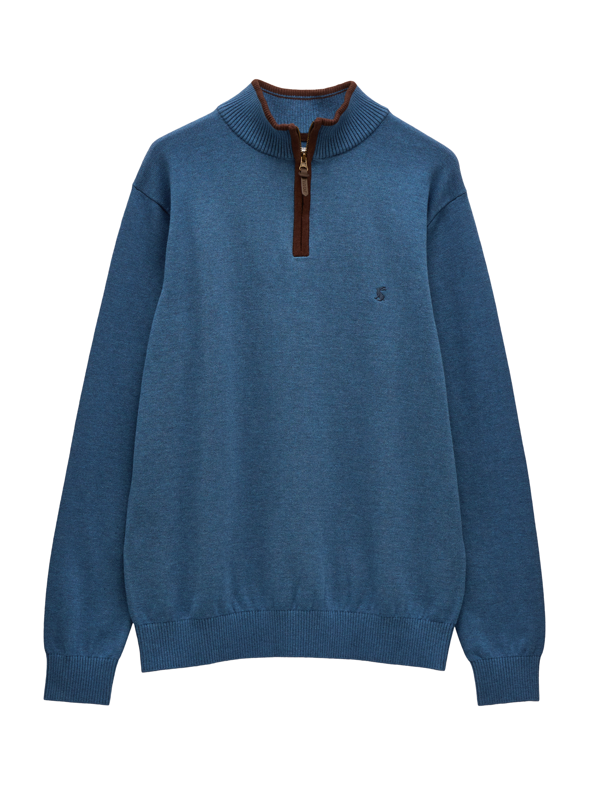 Product image 7 of 7, which shows Joules Hillside Cotton Quarter-Zip Jumper, Blue, S