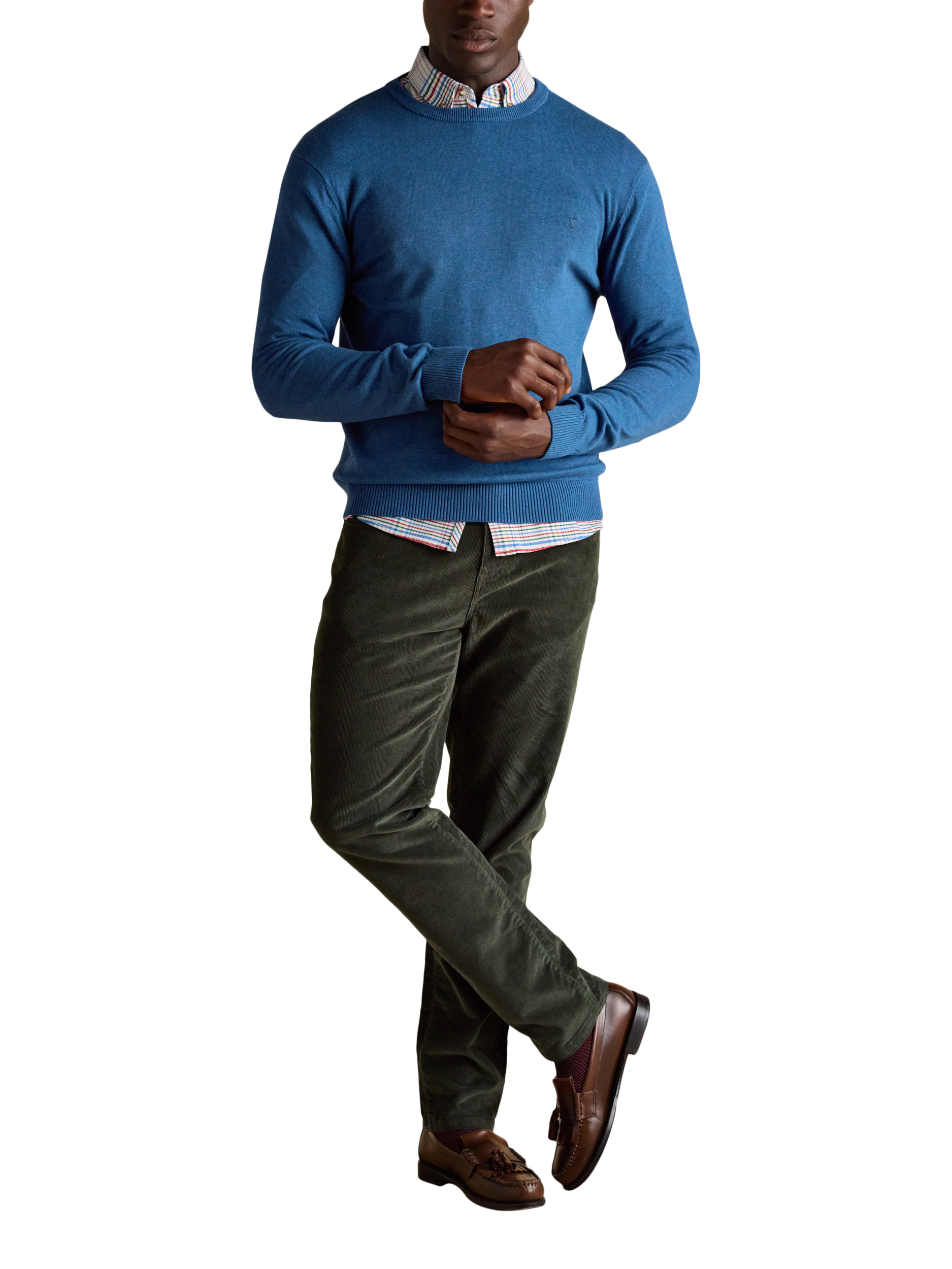 Product image 1 of 7, which shows Joules Hillside Embroidered Logo Jumper, Blue, S
