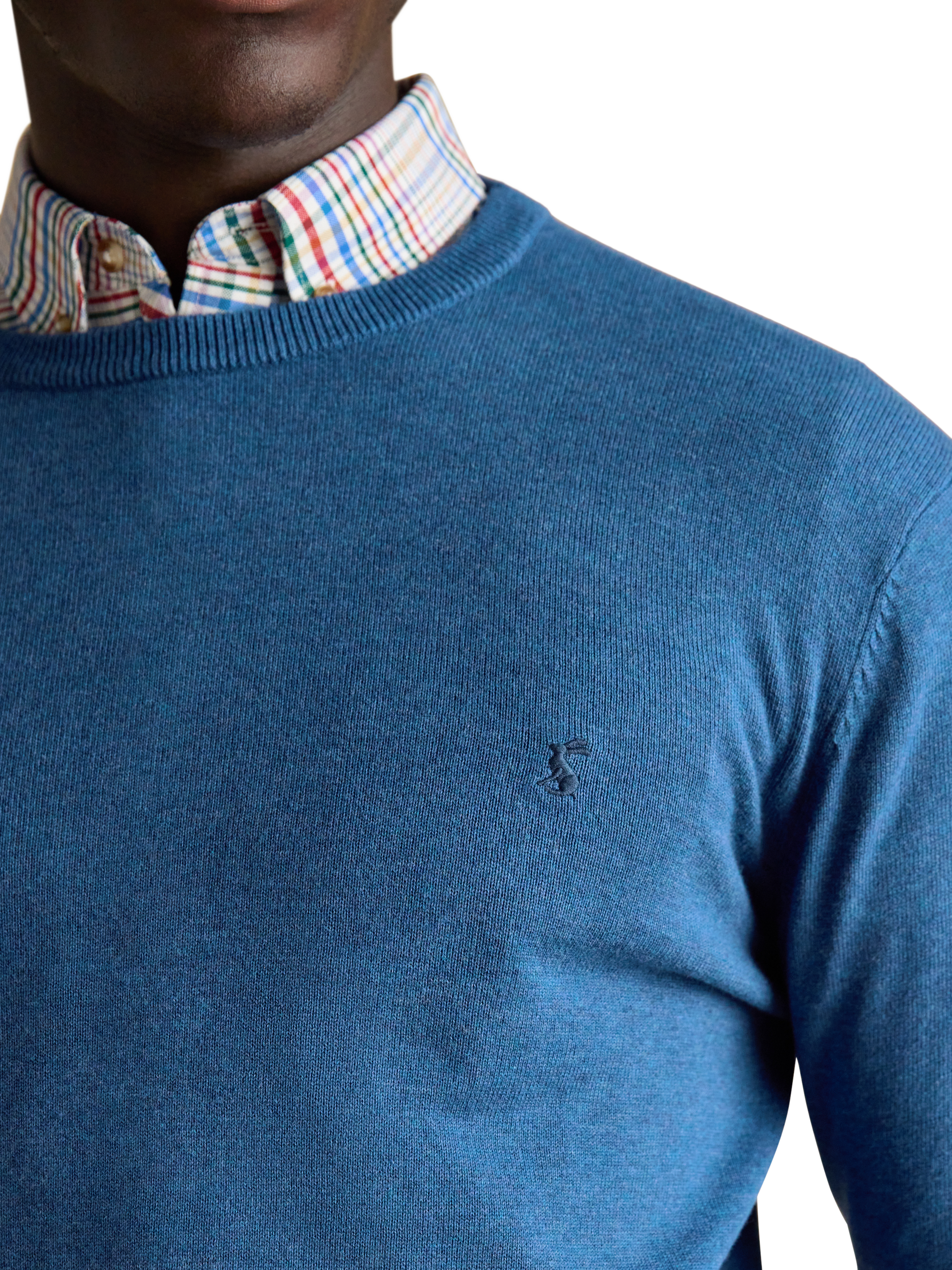 Product image 3 of 7, which shows Joules Hillside Embroidered Logo Jumper, Blue, S