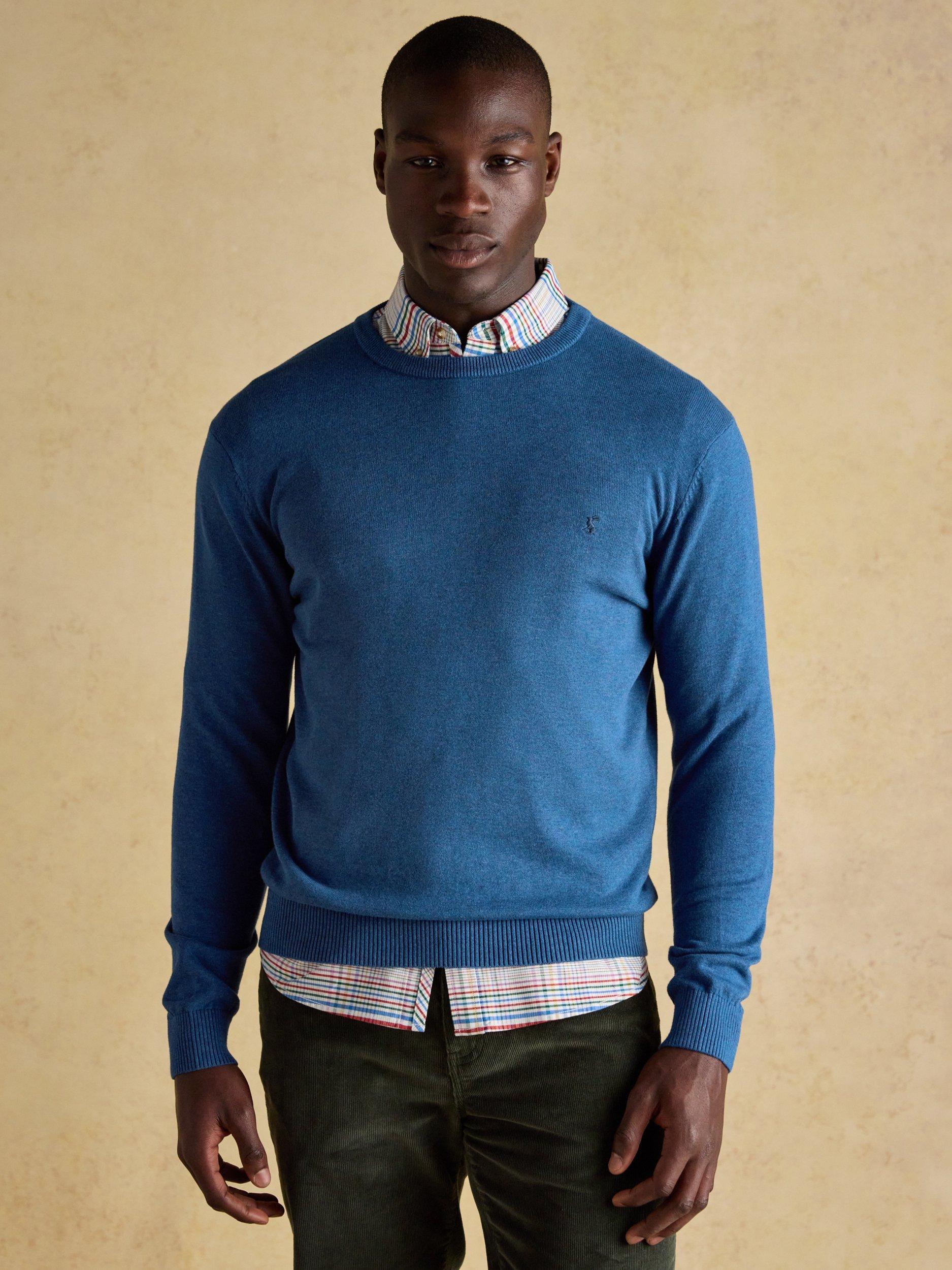Product image 7 of 7, which shows Joules Hillside Embroidered Logo Jumper, Blue, S