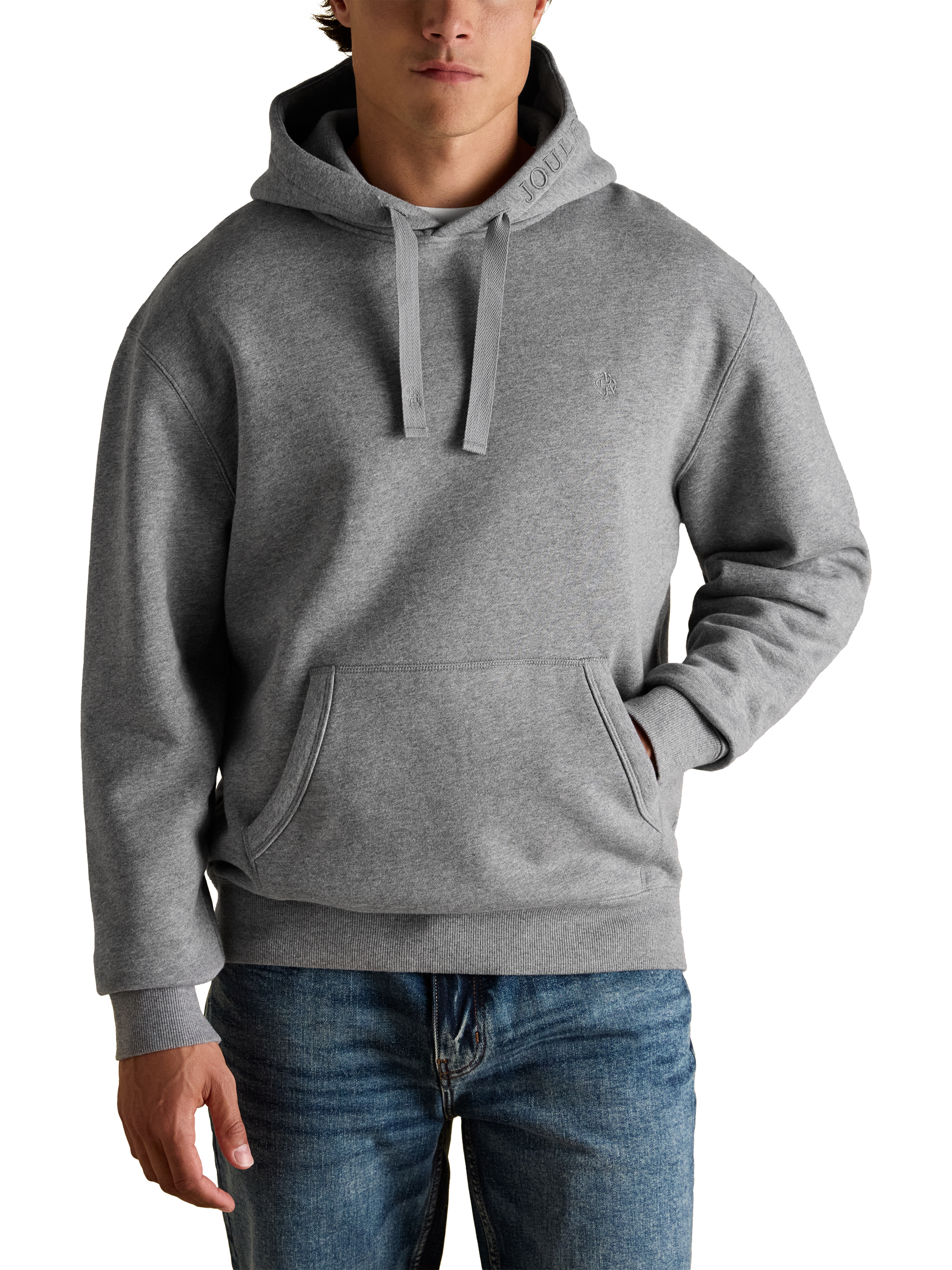 Product image 1 of 7, which shows Joules Jenkins Cotton Blend Hoodie, Grey, S