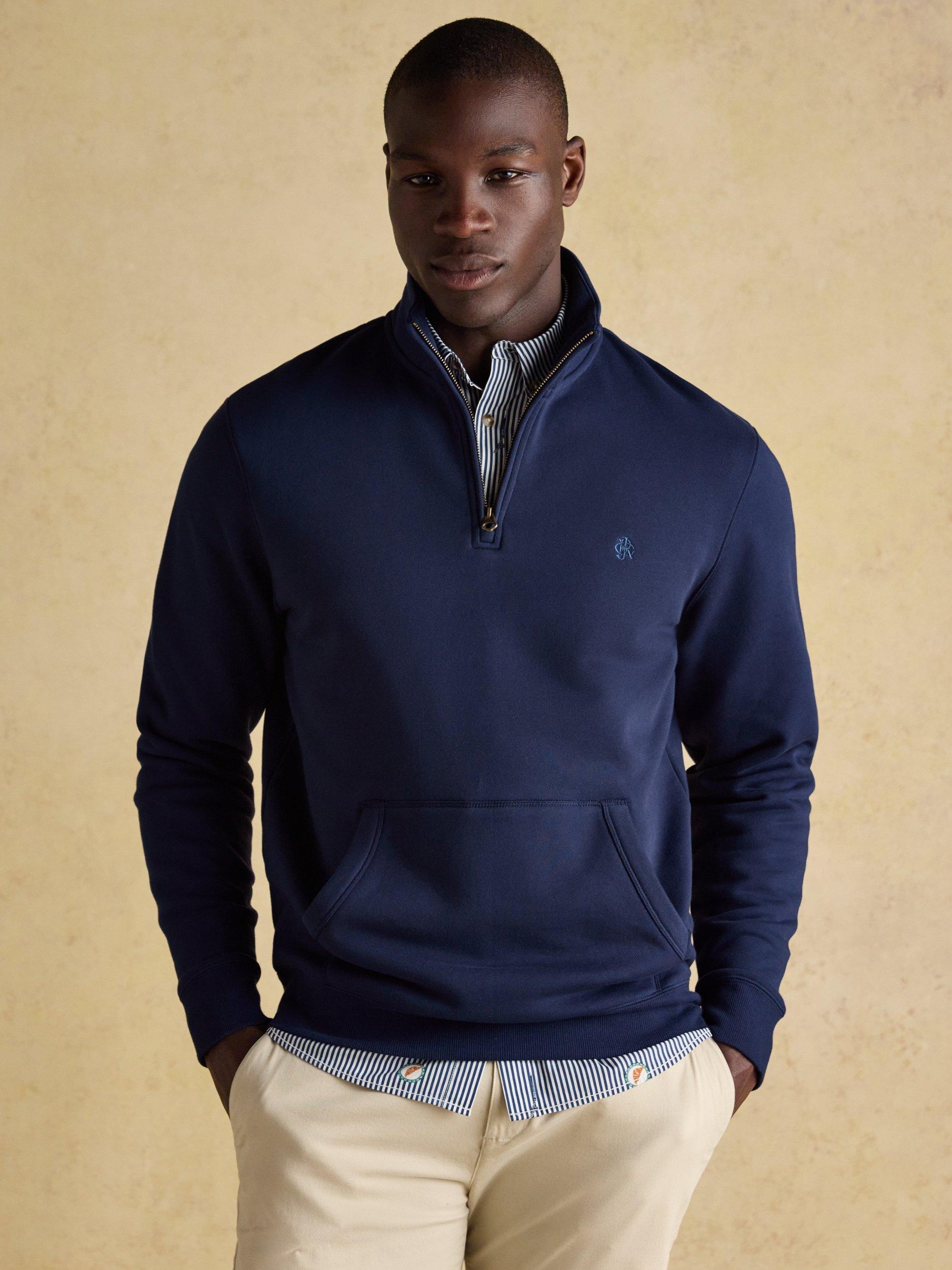 Product image 6 of 7, which shows Joules Jenkins Quarter Zip Fleece Top, Navy, S