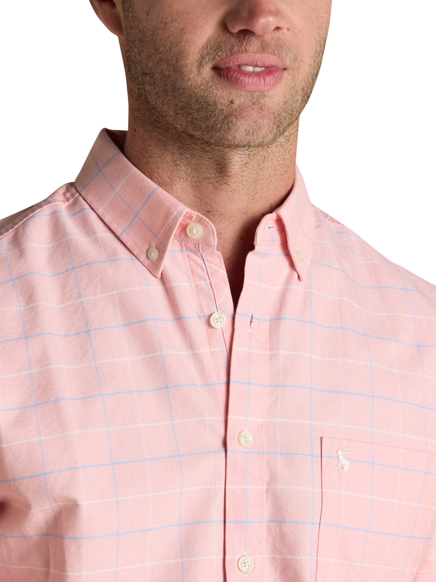 Product image 2 of 7, which shows Joules Cotton Regular Fit Check Oxford Shirt, Pink, S