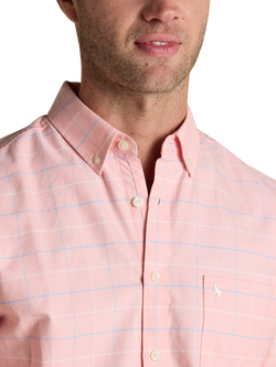 Joules Cotton Regular Fit Check Oxford Shirt, Pink - view 2, Pink