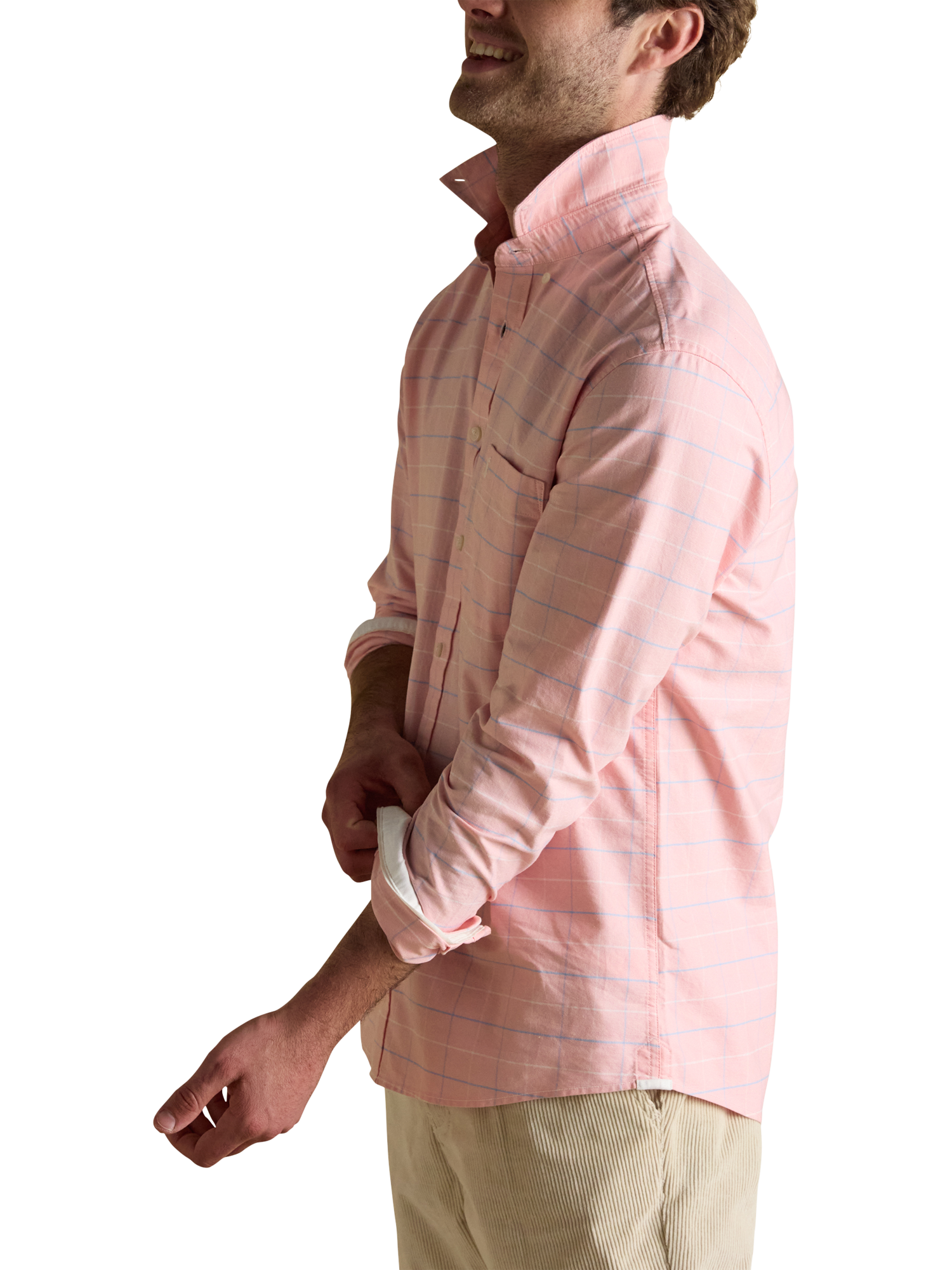Product image 3 of 7, which shows Joules Cotton Regular Fit Check Oxford Shirt, Pink, S