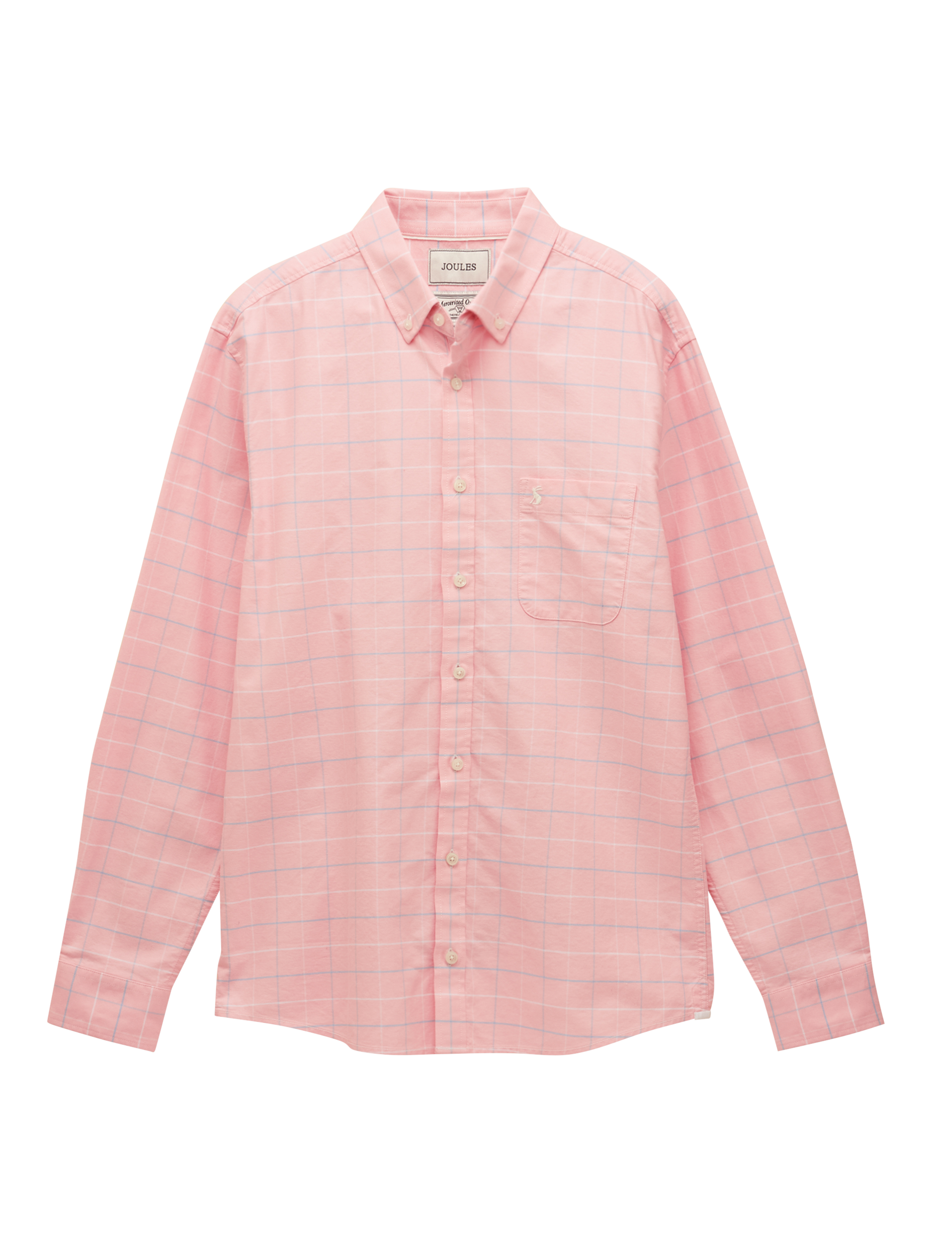 Product image 6 of 7, which shows Joules Cotton Regular Fit Check Oxford Shirt, Pink, S