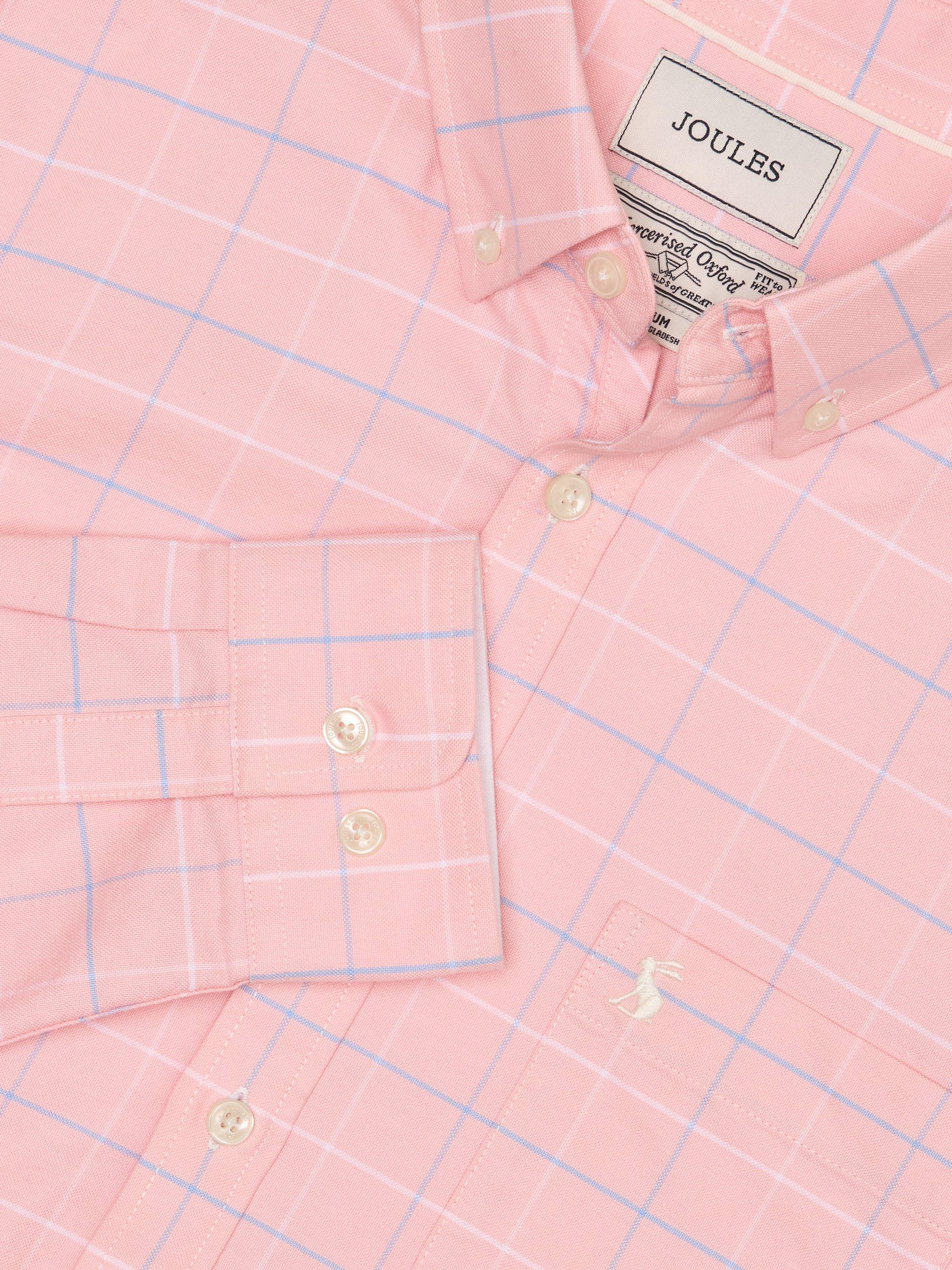 Product image 7 of 7, which shows Joules Cotton Regular Fit Check Oxford Shirt, Pink, S