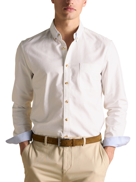Joules Cotton Long Sleeve Oxford Shirt, White