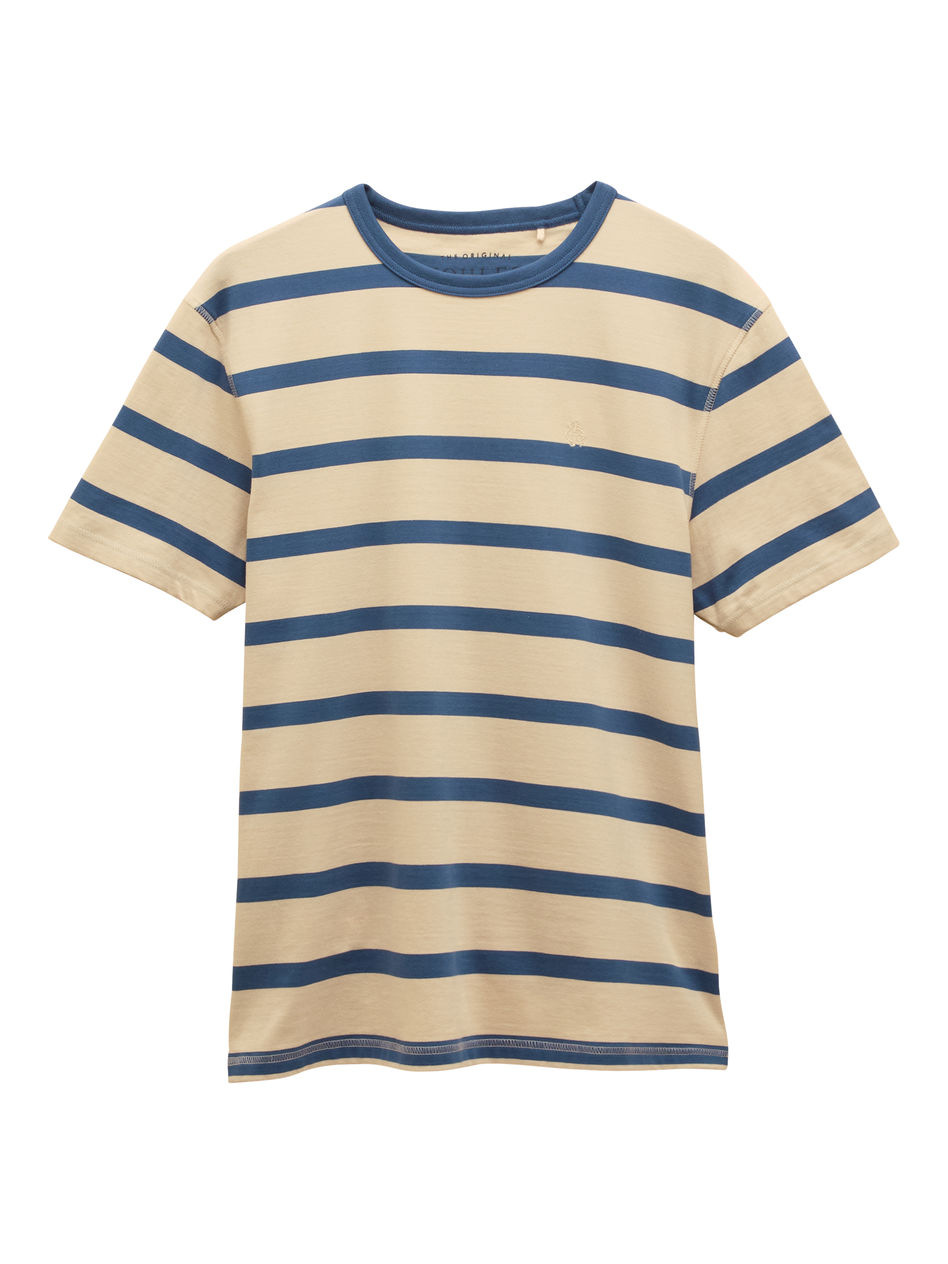 Product image 6 of 7, which shows Joules Cotton Regular Fit Short Sleeve Rugby Club T-Shirt, Cream/Blue, S