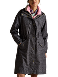 Joules Holkham Floral Waterproof Packable Raincoat, Black