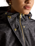Joules Holkham Floral Waterproof Packable Raincoat, Black