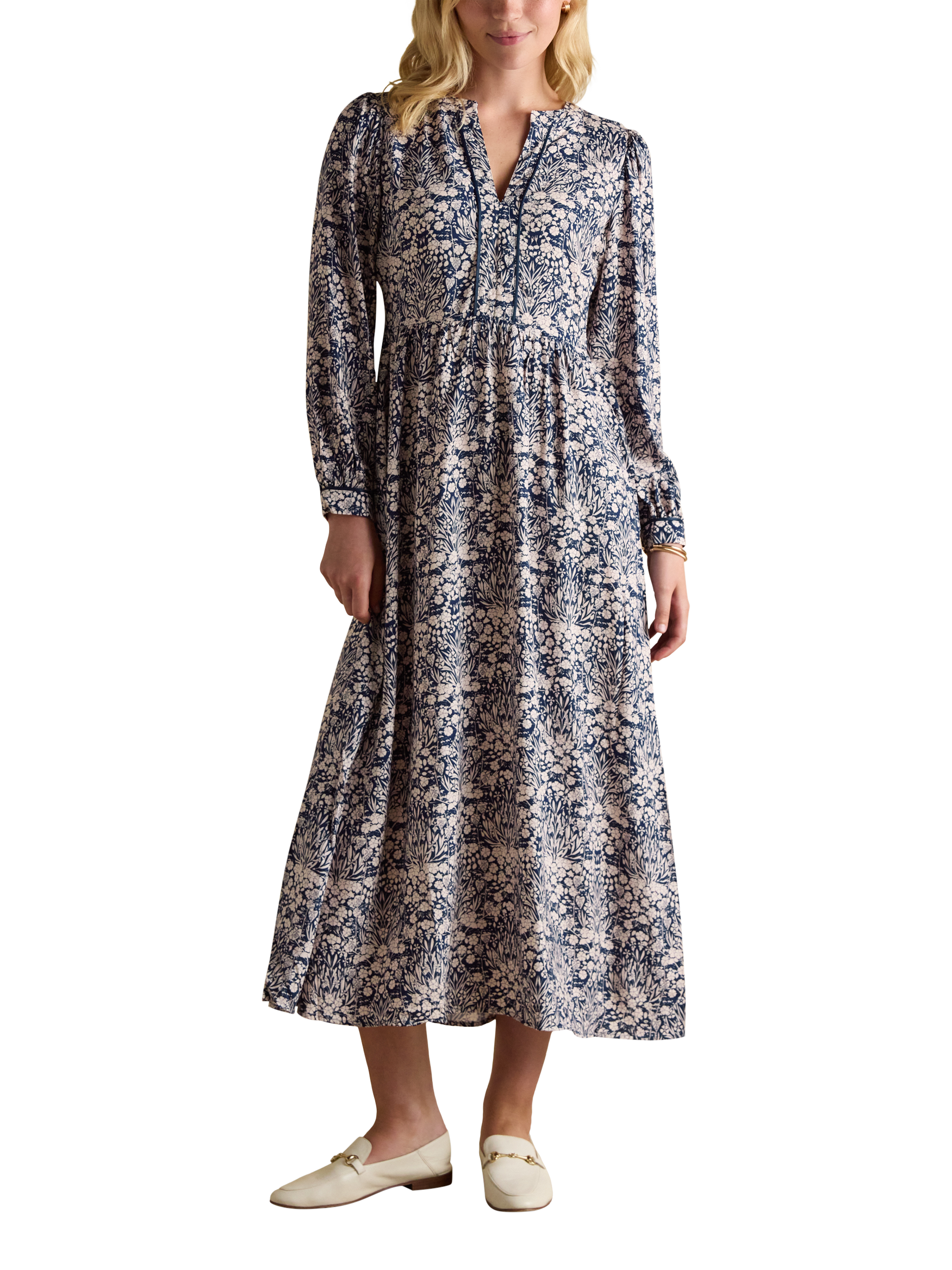 Joules Bethany Floral Midi Dress, Blue Floral