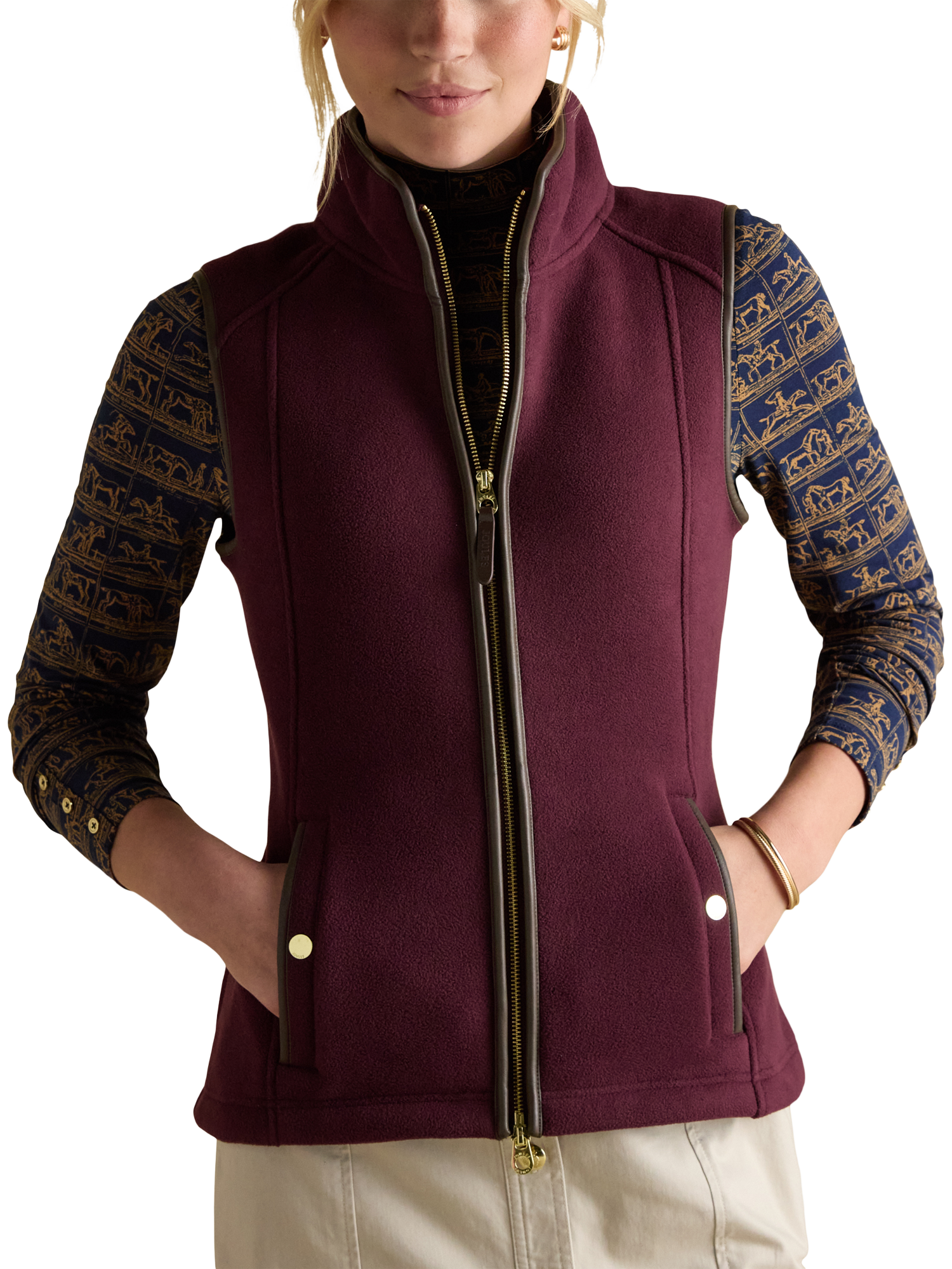 Product image 1 of 10, which shows Joules Heritage Fleece Gilet, Red, 6