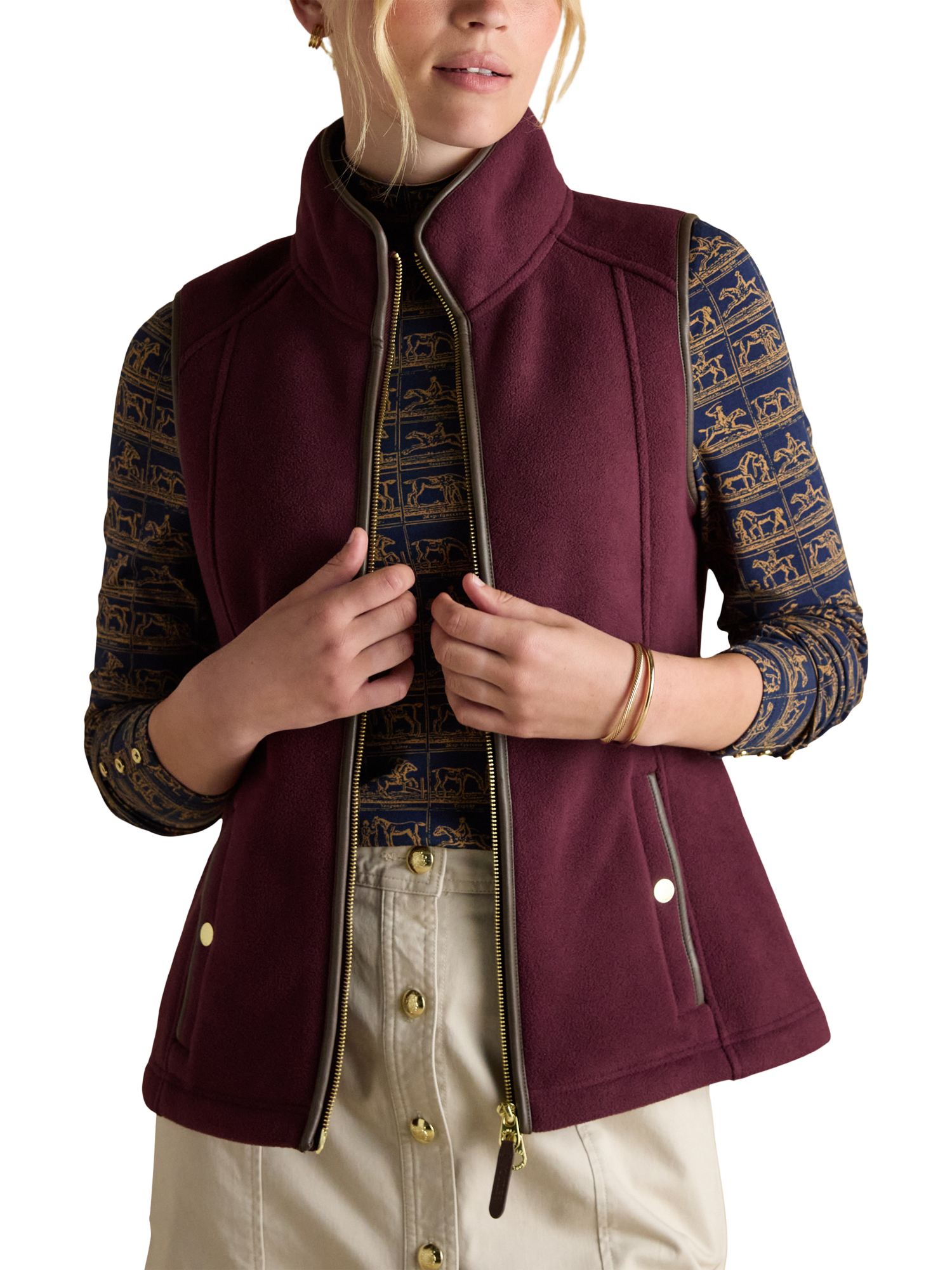 Product image 4 of 10, which shows Joules Heritage Fleece Gilet, Red, 6