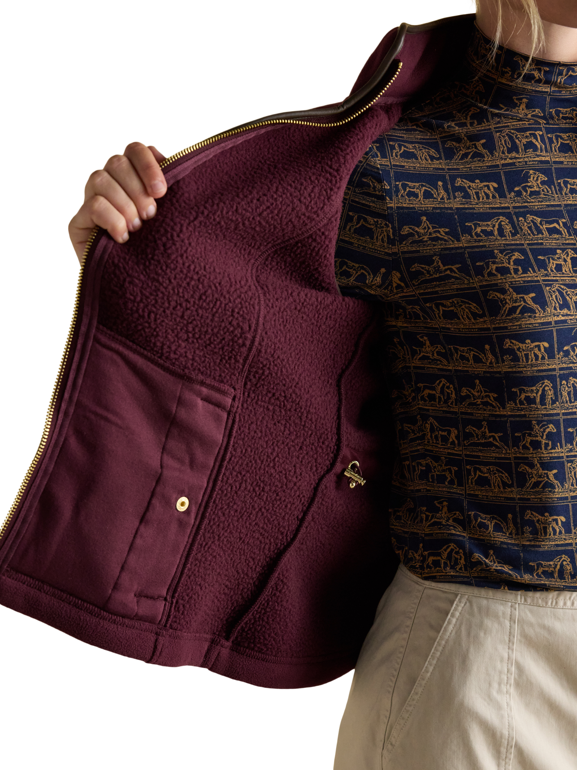 Product image 6 of 10, which shows Joules Heritage Fleece Gilet, Red, 6