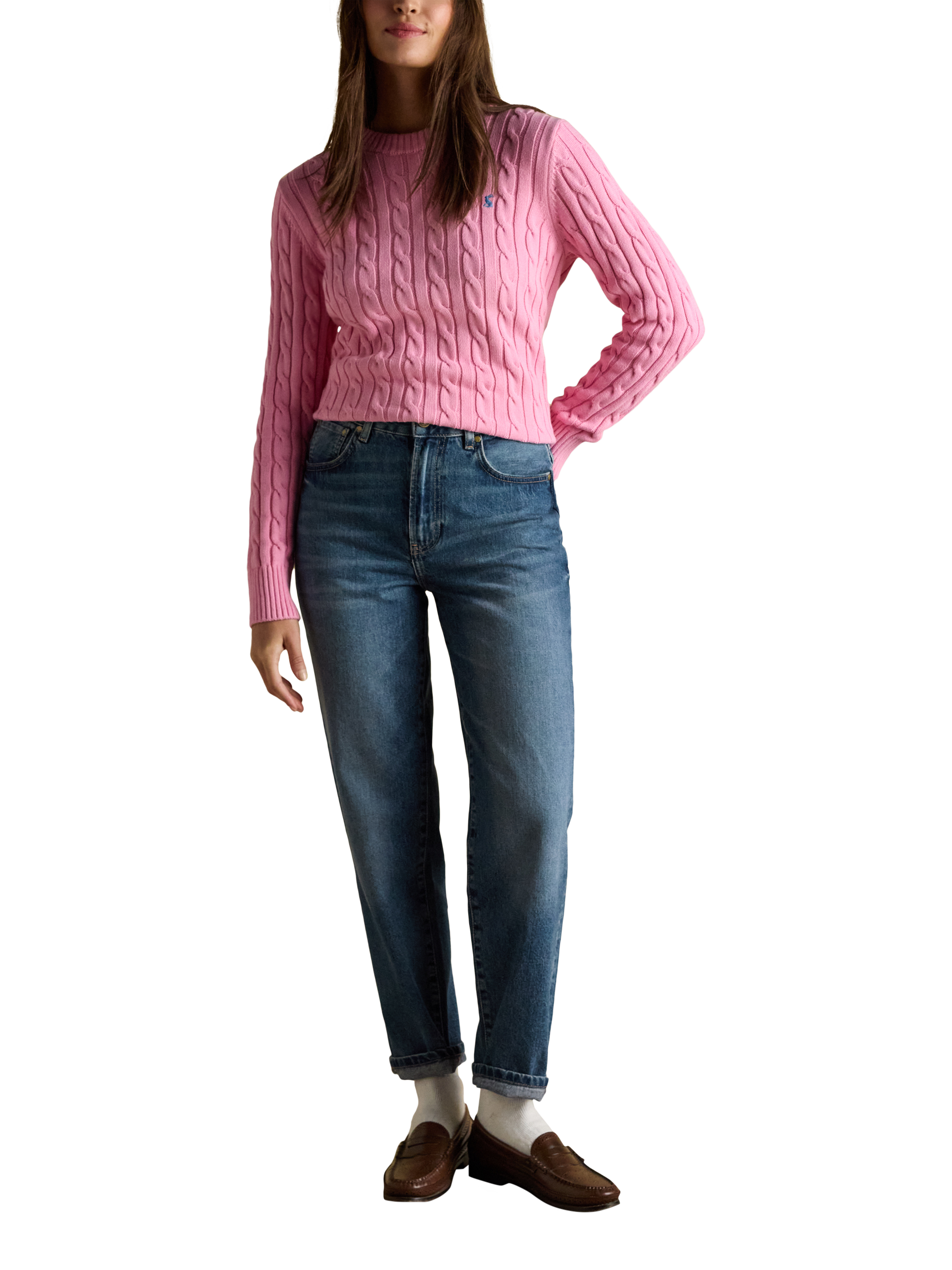 Product image 1 of 7, which shows Joules Mid Rise Relaxed Jeans, Blue, 6