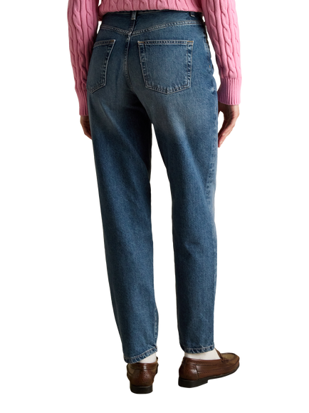 Joules Mid Rise Relaxed Jeans, Blue - view 2, Blue