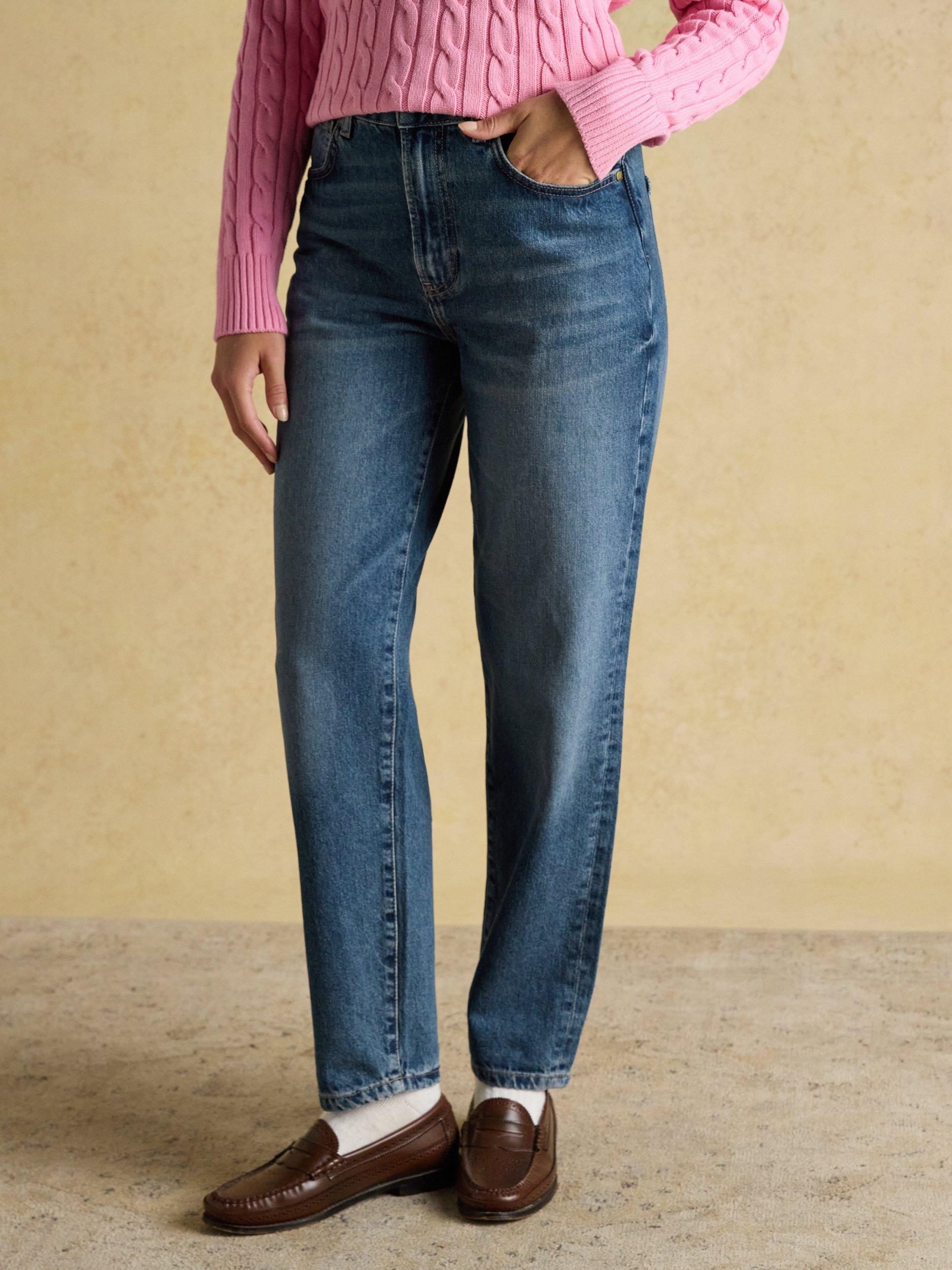 Product image 7 of 7, which shows Joules Mid Rise Relaxed Jeans, Blue, 6