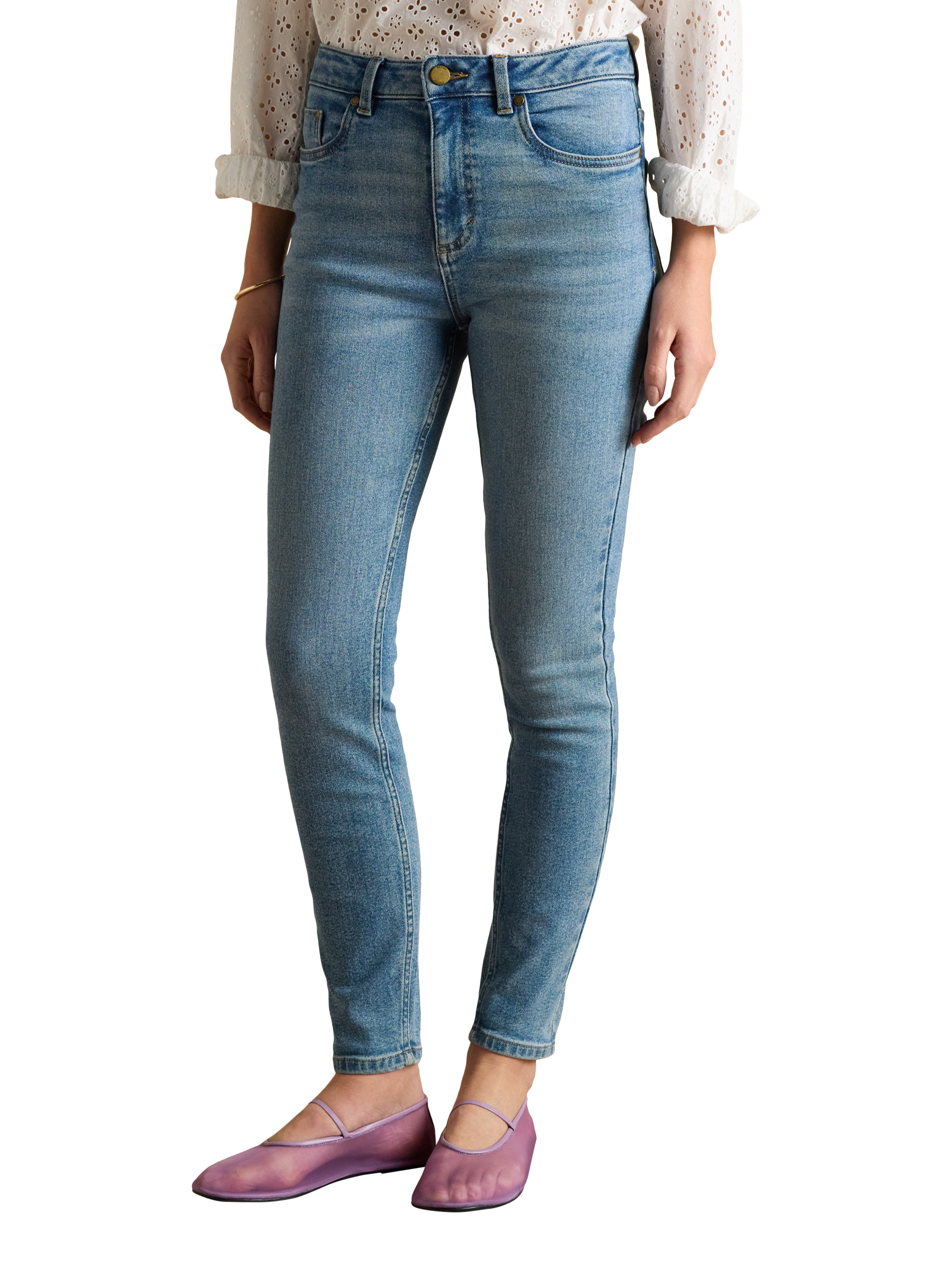 Product image 1 of 7, which shows Joules Mid Rise Skinny Jeans, Mid Blue, 6