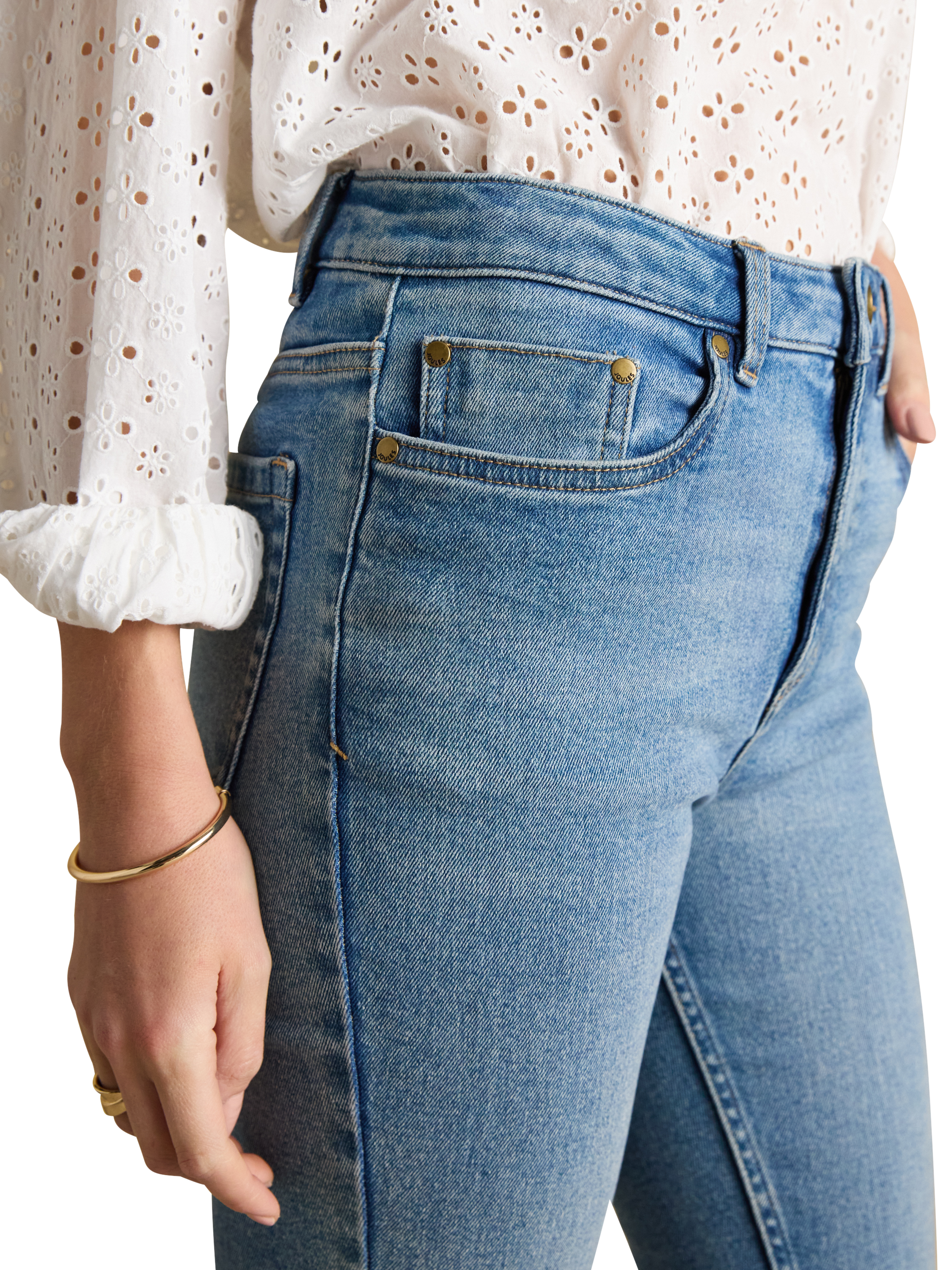 Product image 2 of 7, which shows Joules Mid Rise Skinny Jeans, Mid Blue, 6