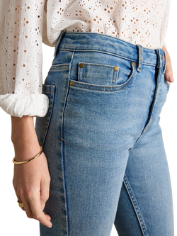 Joules Mid Rise Skinny Jeans, Mid Blue - view 2, Mid Blue