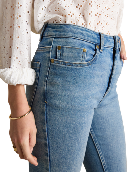 Joules Mid Rise Skinny Jeans, Mid Blue - view 2, Mid Blue