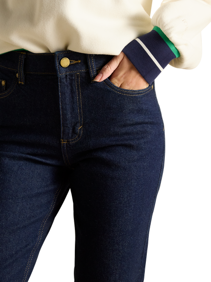 Joules Mid Rise Slim Fit Straight Jeans, Blue - view 2, Blue
