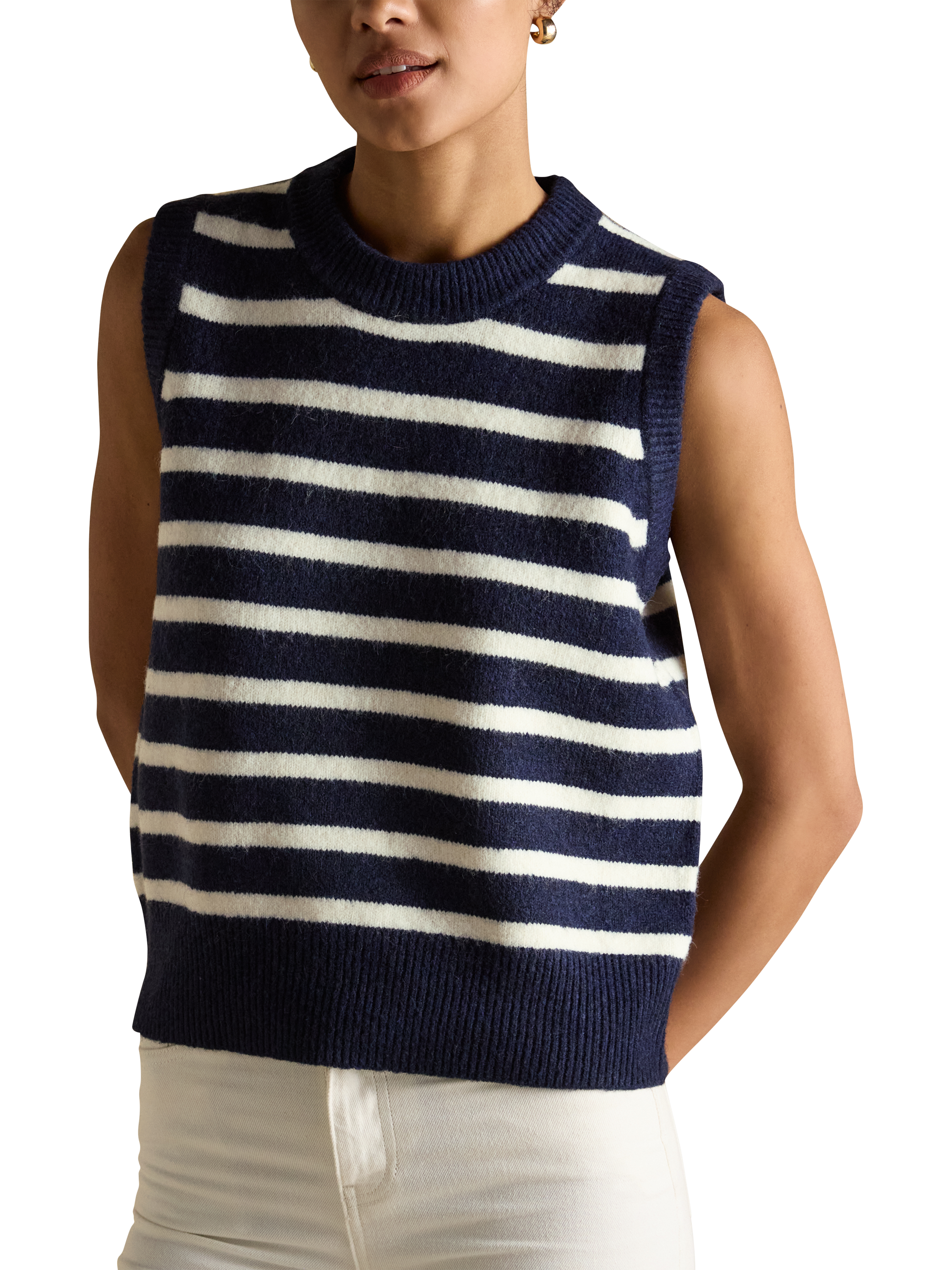 Product image 1 of 7, which shows Joules Holly Stripe Tank Top, Navy, XL