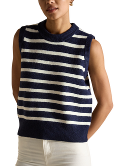 Joules Holly Stripe Tank Top, Navy, Navy