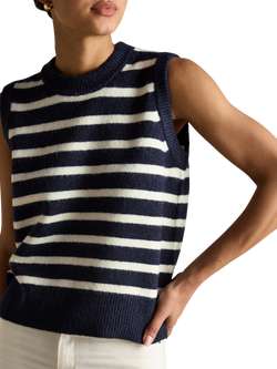 Joules Holly Stripe Tank Top, Navy - view 2, Navy