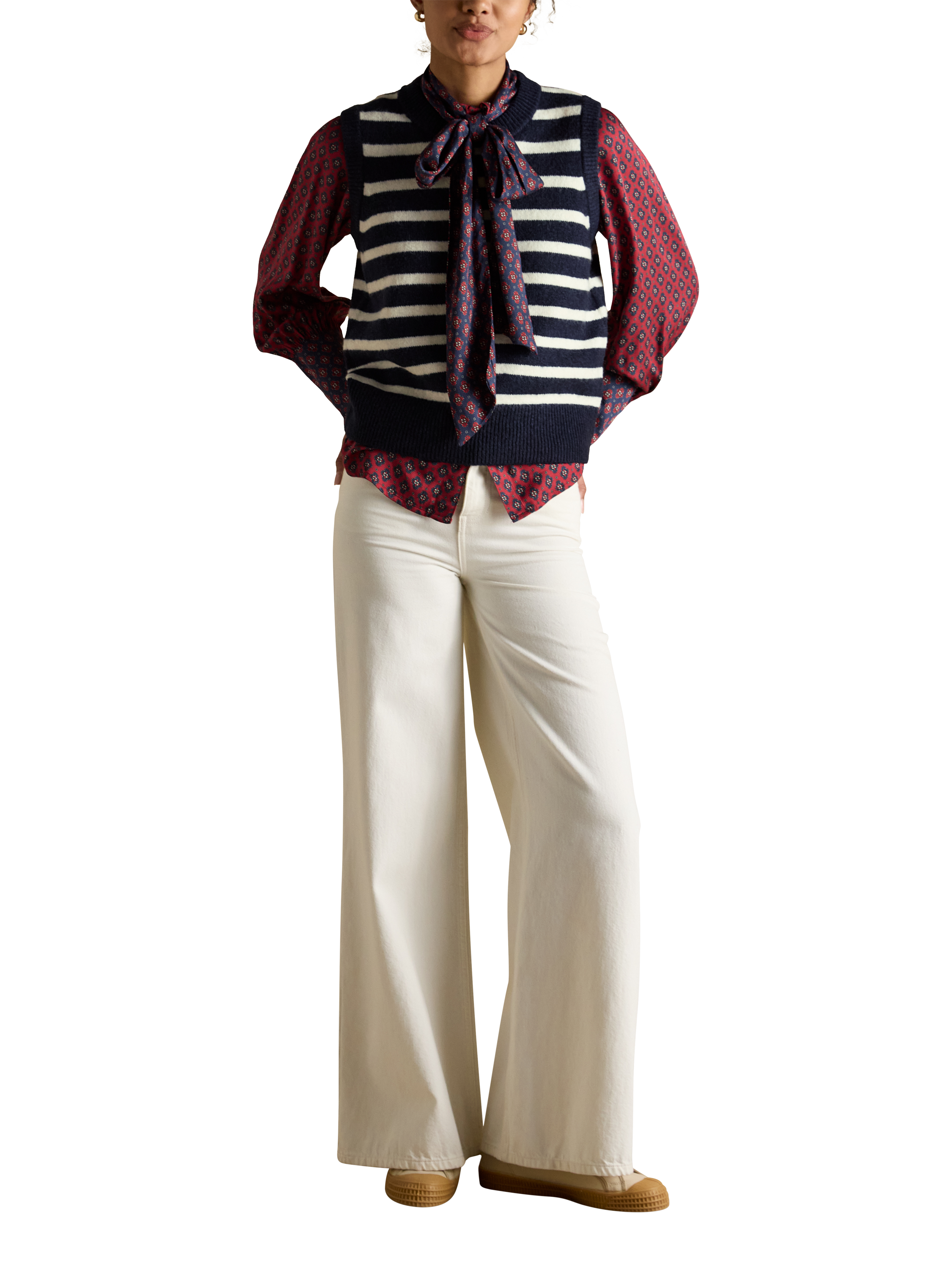 Product image 6 of 7, which shows Joules Holly Stripe Tank Top, Navy, XL