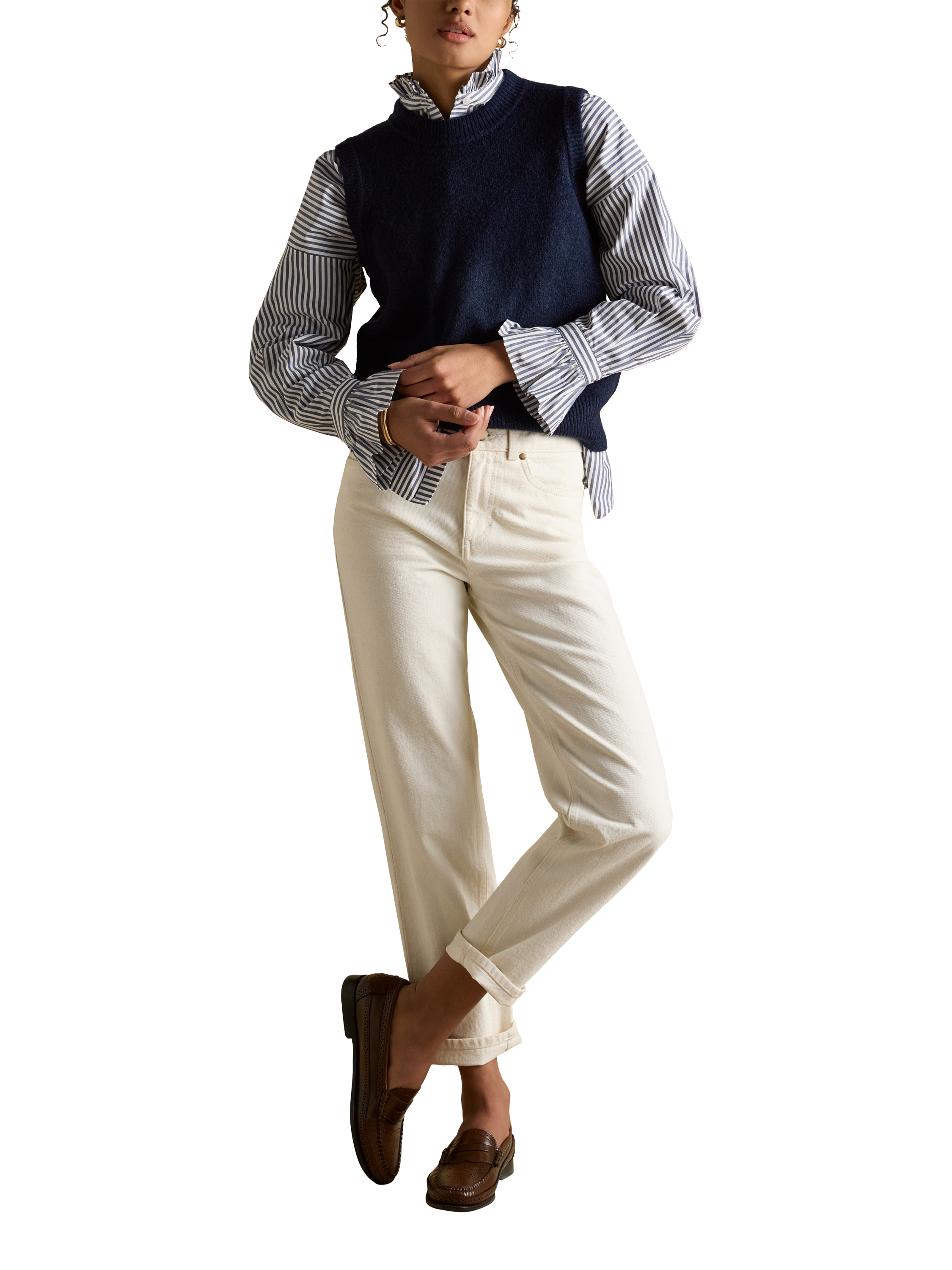 Product image 1 of 4, which shows Joules Holly Knitted Tank Top, Navy, XS