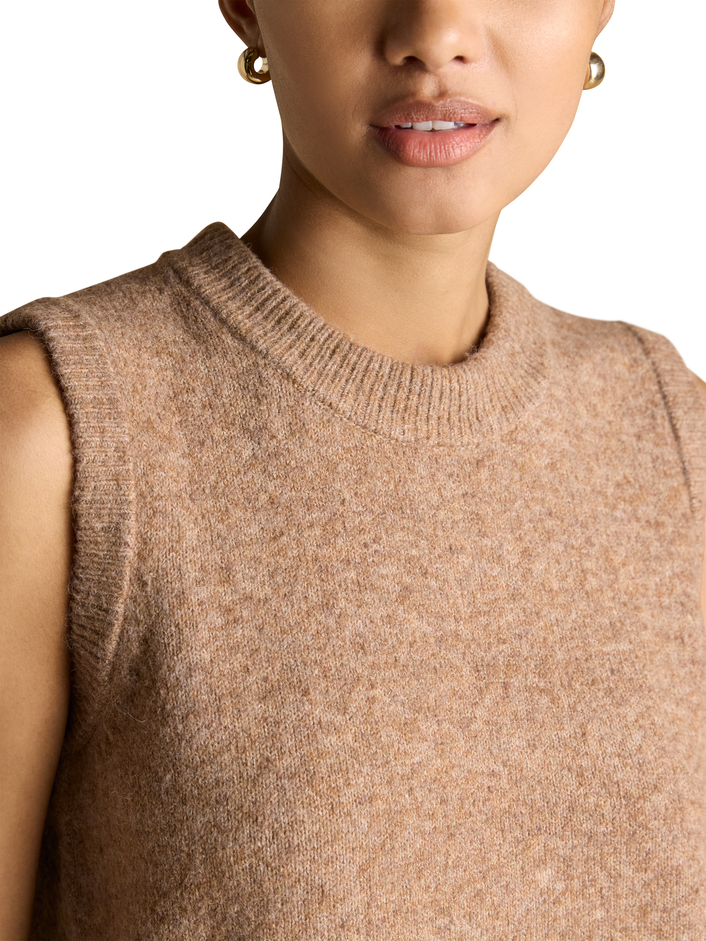 Product image 2 of 8, which shows Joules Holly Knitted Tank Top, Tan, XS
